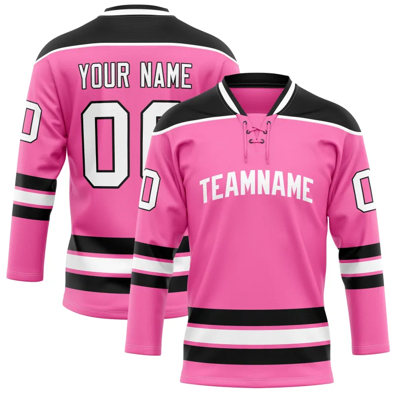 Custom Pink Black Solid Colour Hockey Jersey sold by Tailorly