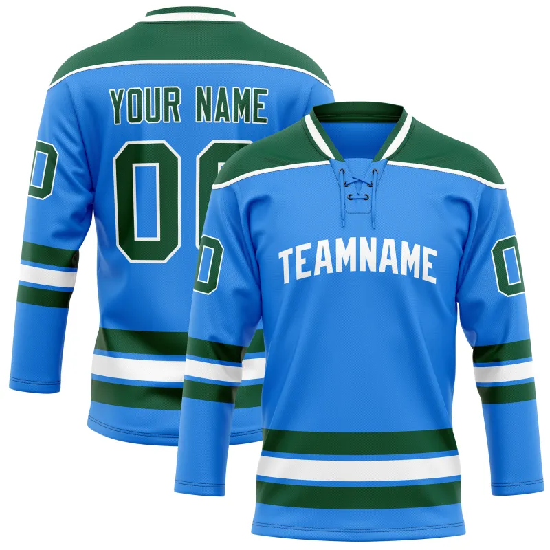 Custom Powder Blue Kelly Green Solid Colour Hockey Jersey sold by Tailorly
