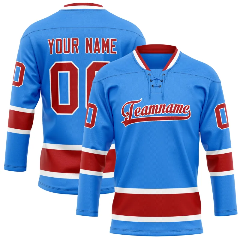 Custom Powder Blue Maroon Solid Colour Hockey Jersey sold by Tailorly