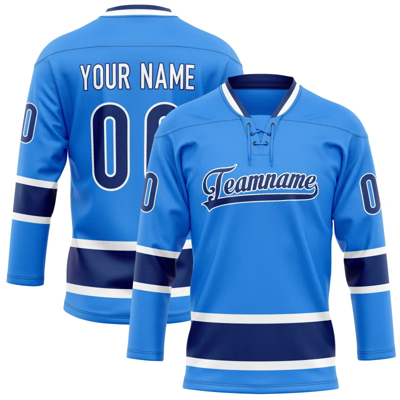 Custom Powder Blue Navy Solid Colour Hockey Jersey sold by Tailorly