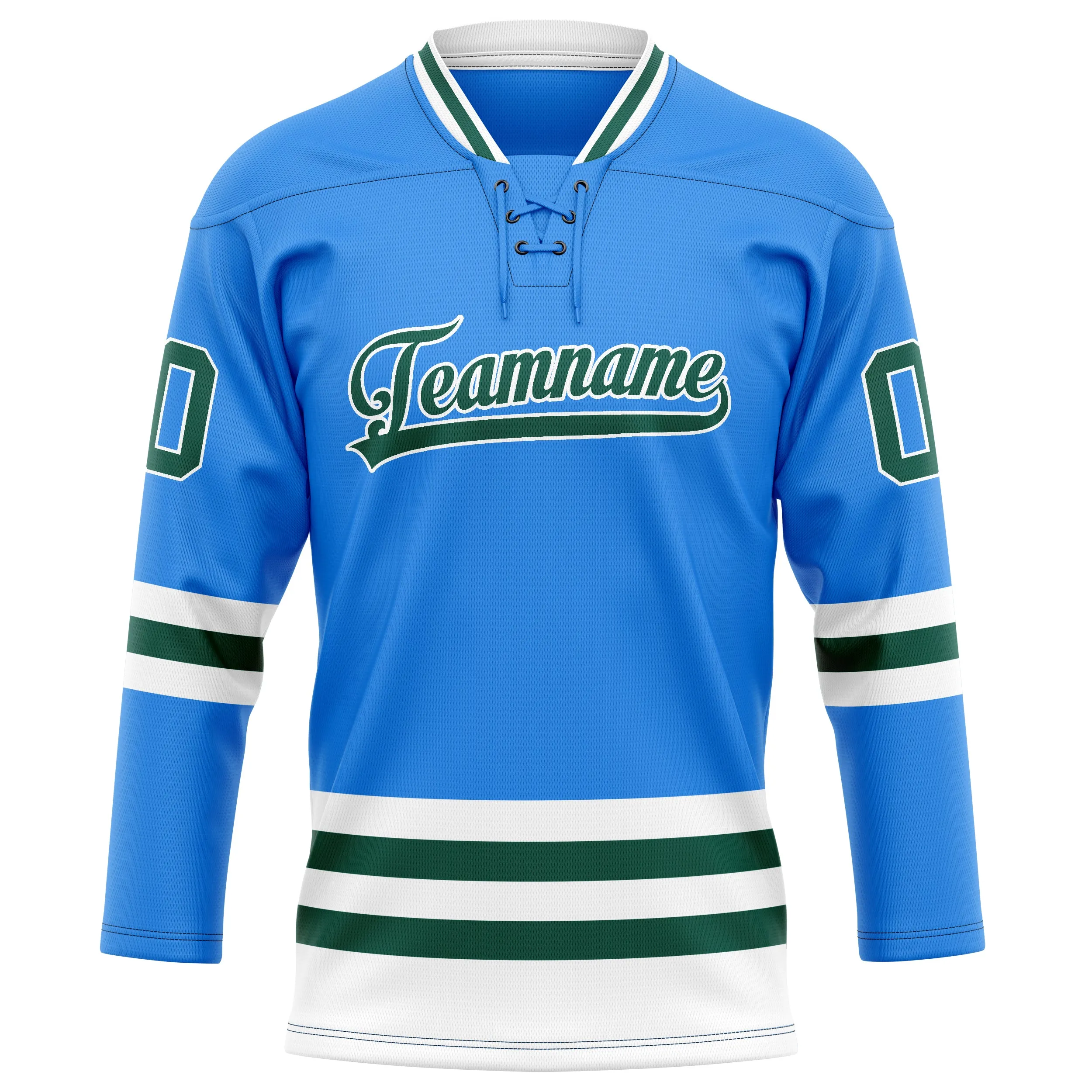 Custom Powder Blue Kelly Green Solid Colour Hockey Jersey sold by Tailorly product image thumbnail 2