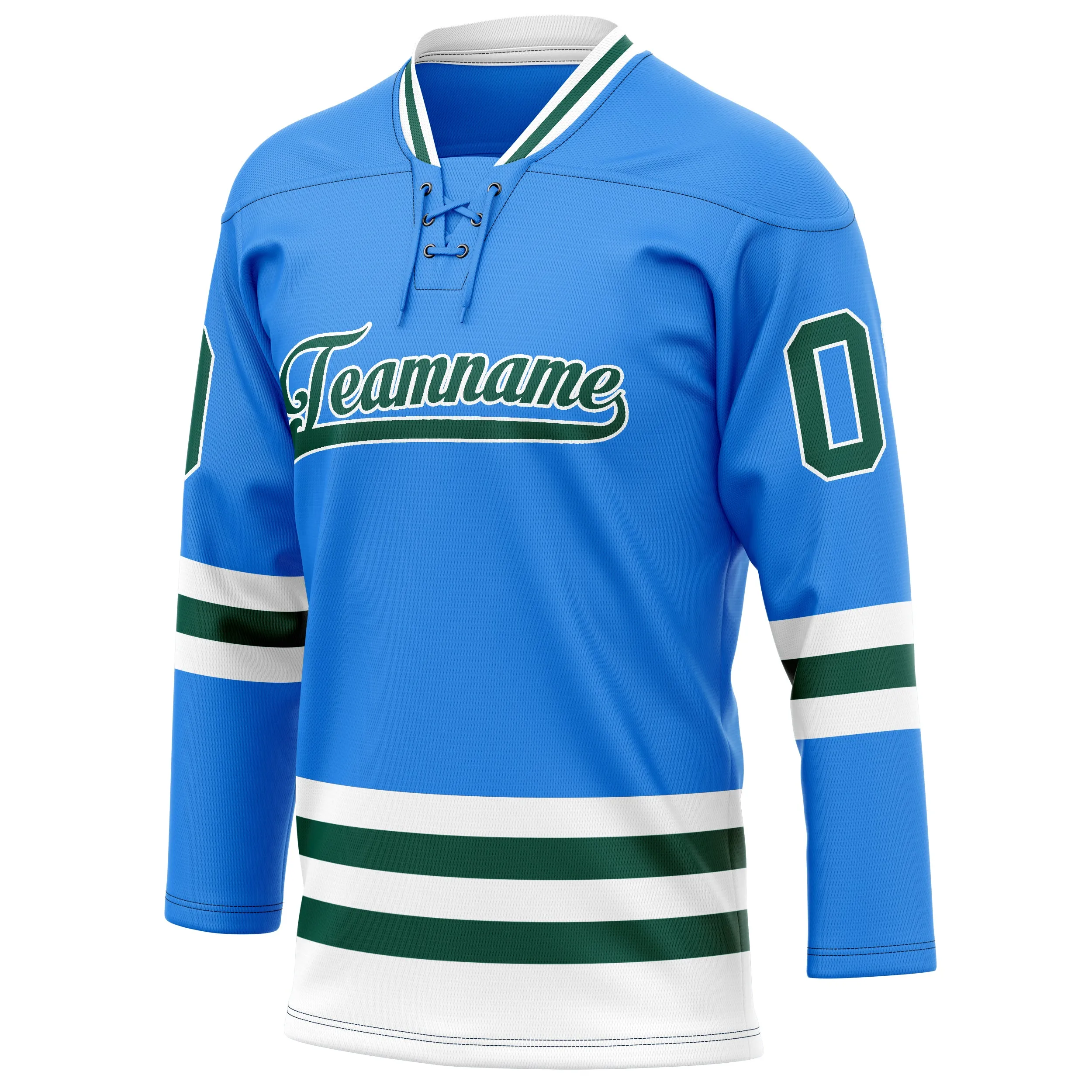 Custom Powder Blue Kelly Green Solid Colour Hockey Jersey sold by Tailorly product image thumbnail 3