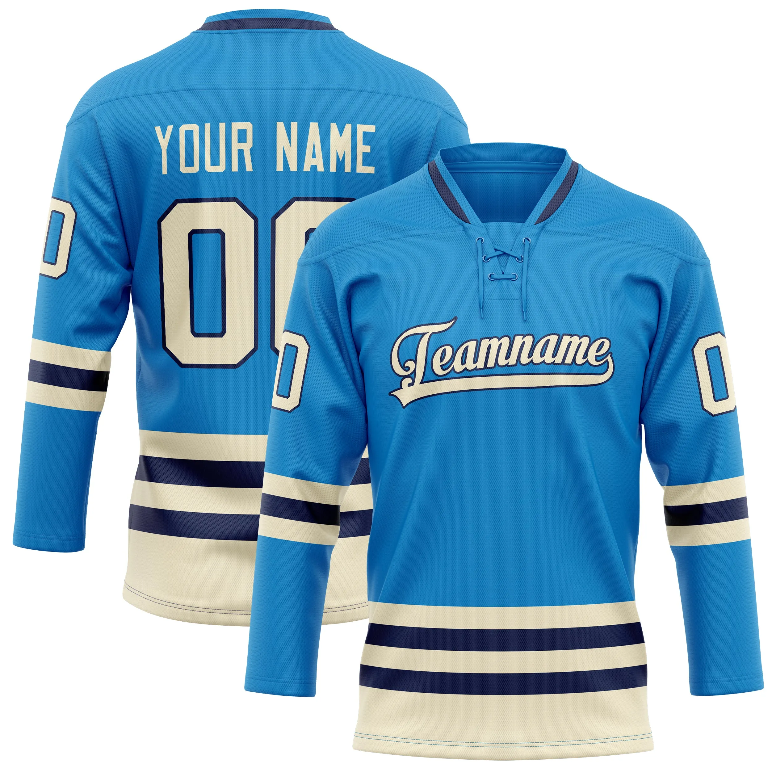 Custom Blue Cream Solid Colour Hockey Jersey sold by Tailorly