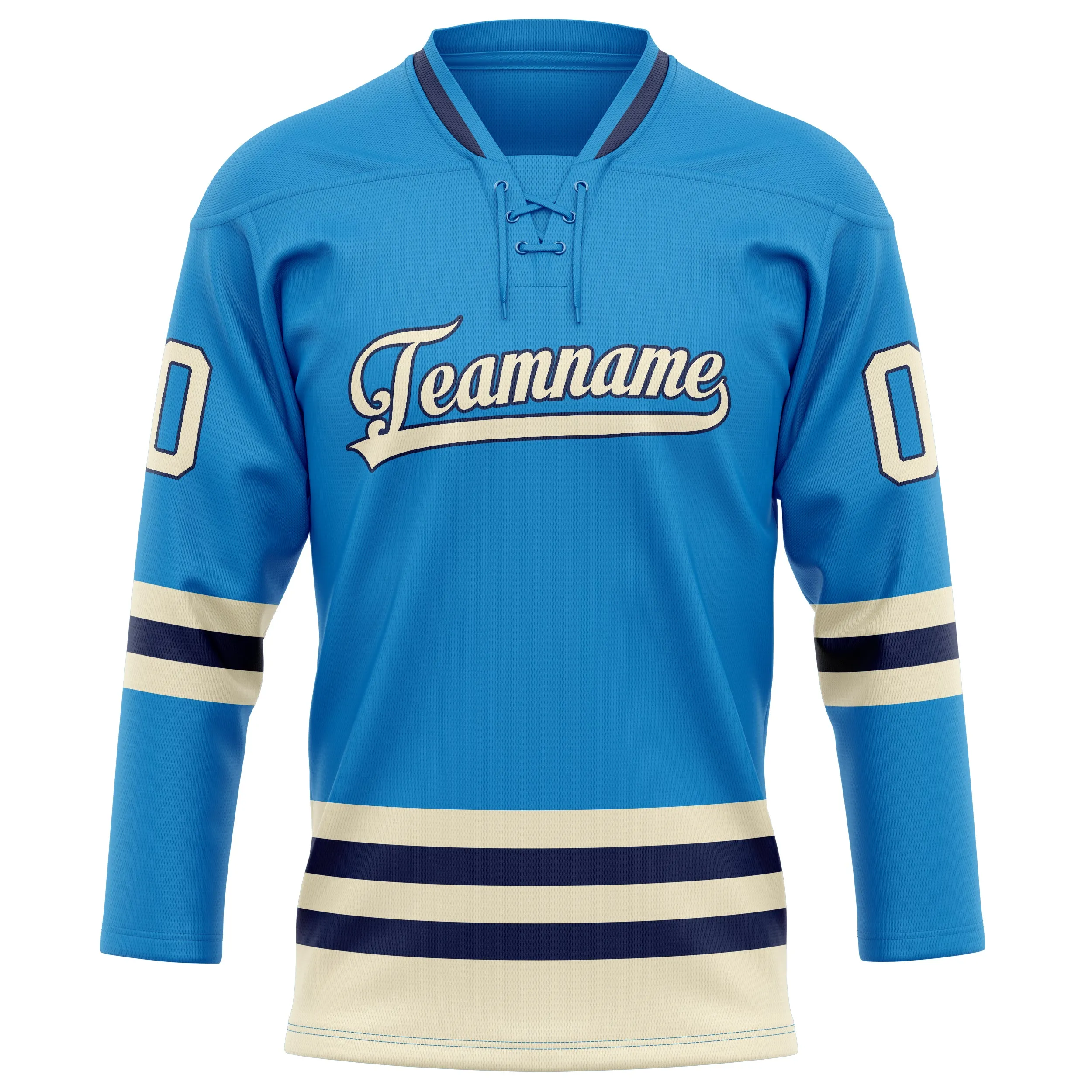 Custom Blue Cream Solid Colour Hockey Jersey sold by Tailorly product image thumbnail 2