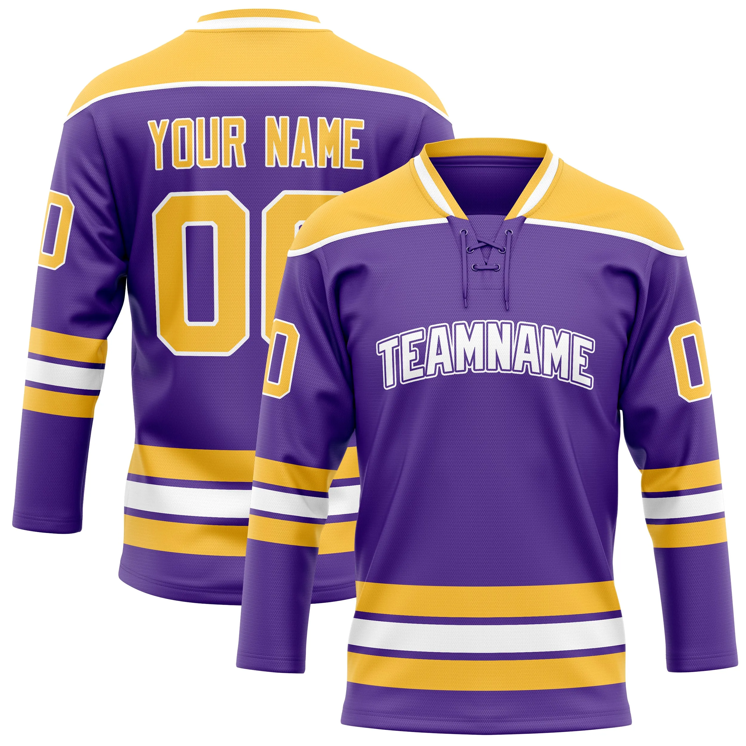 Custom Purple Gold Solid Colour Hockey Jersey sold by Tailorly