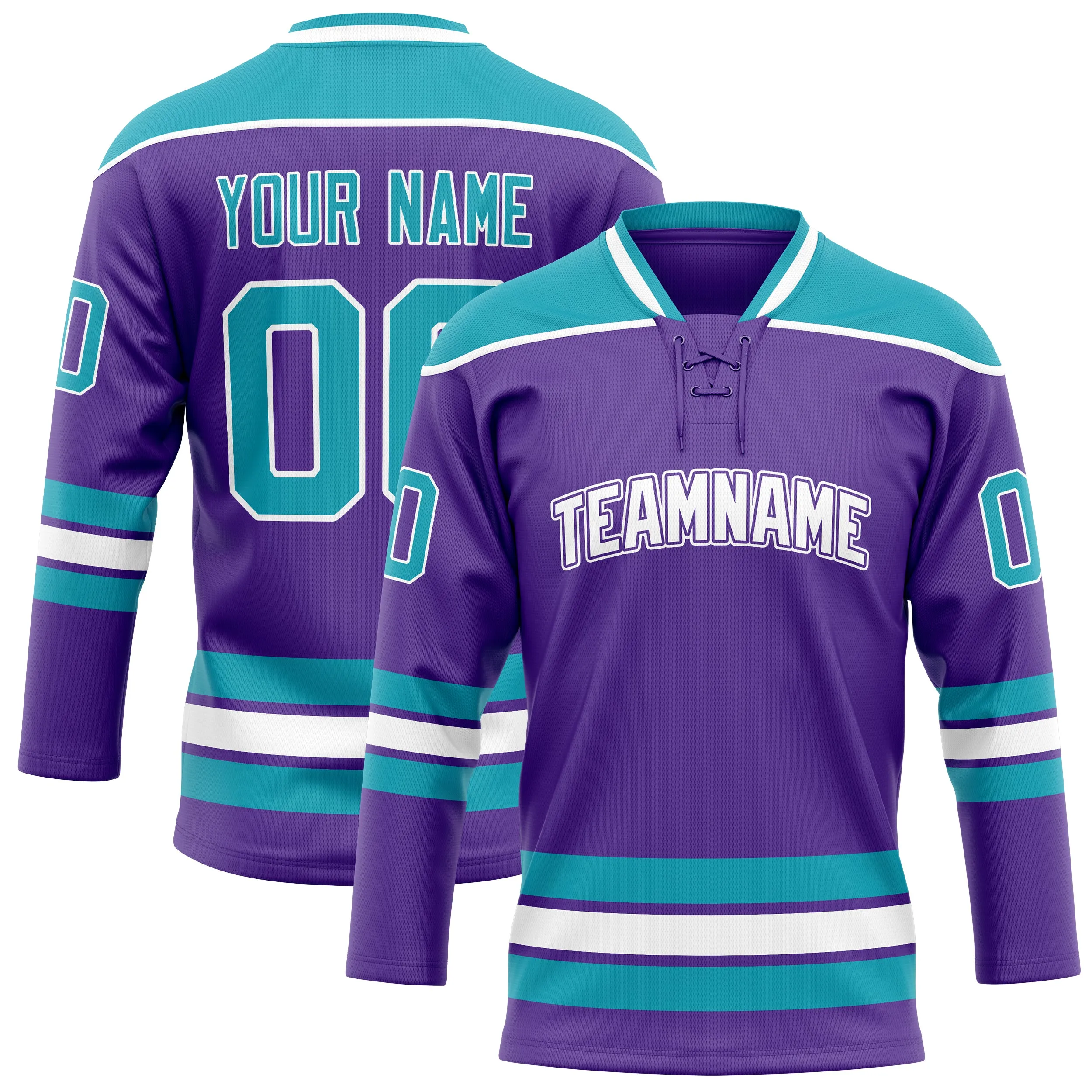 Custom Purple Teal Solid Colour Hockey Jersey sold by Tailorly