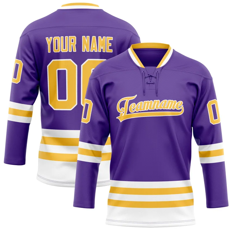 Custom Purple Gold Solid Colour Hockey Jersey sold by Tailorly