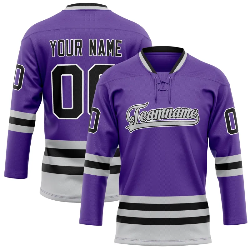 Custom Purple Gray Solid Colour Hockey Jersey sold by Tailorly