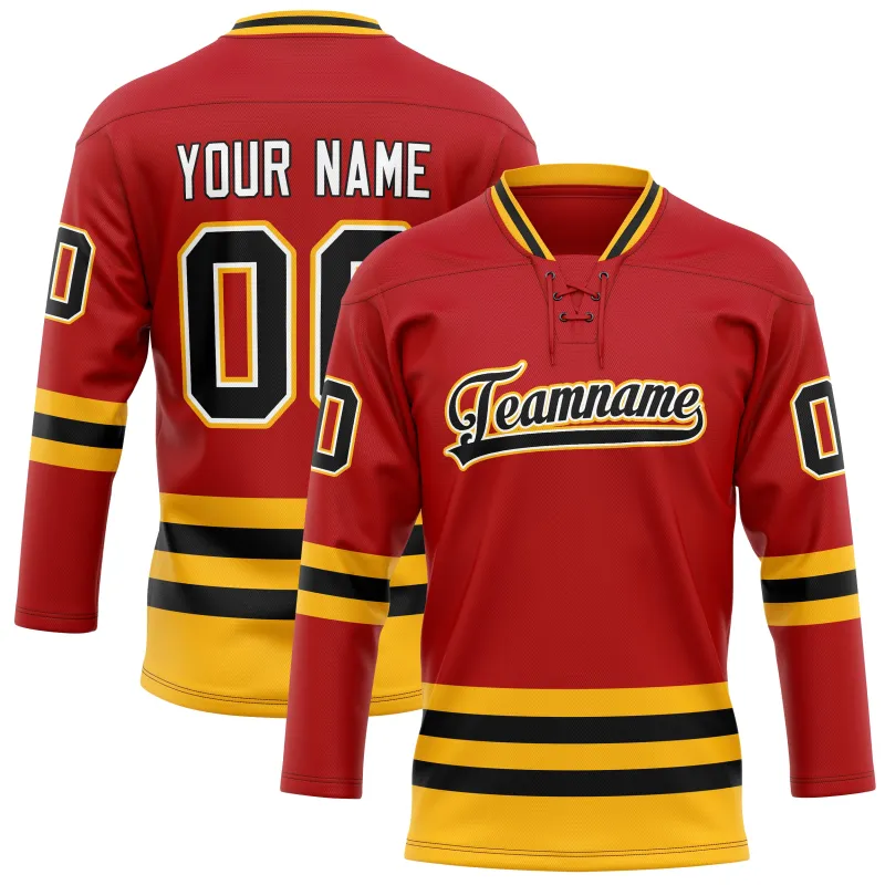 Custom Red Black Solid Colour Hockey Jersey sold by Tailorly