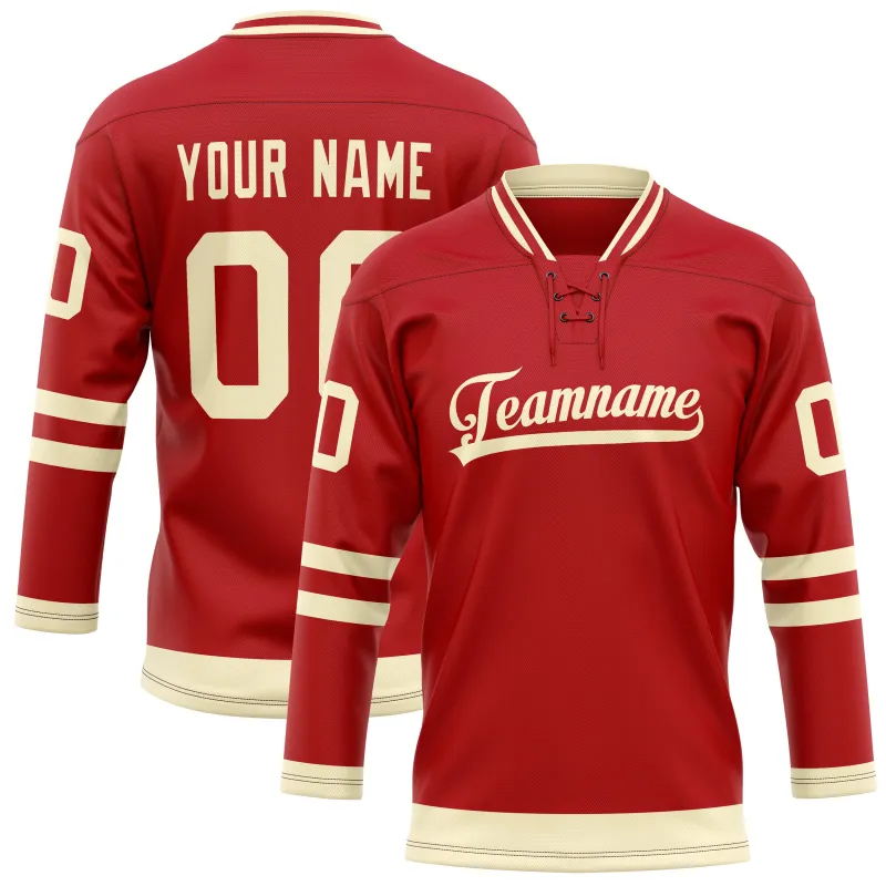 Custom Red Cream Solid Colour Hockey Jersey sold by Tailorly