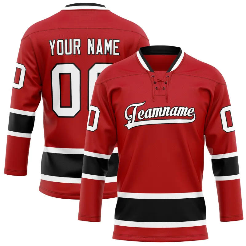 Custom Red Black Solid Colour Hockey Jersey sold by Tailorly