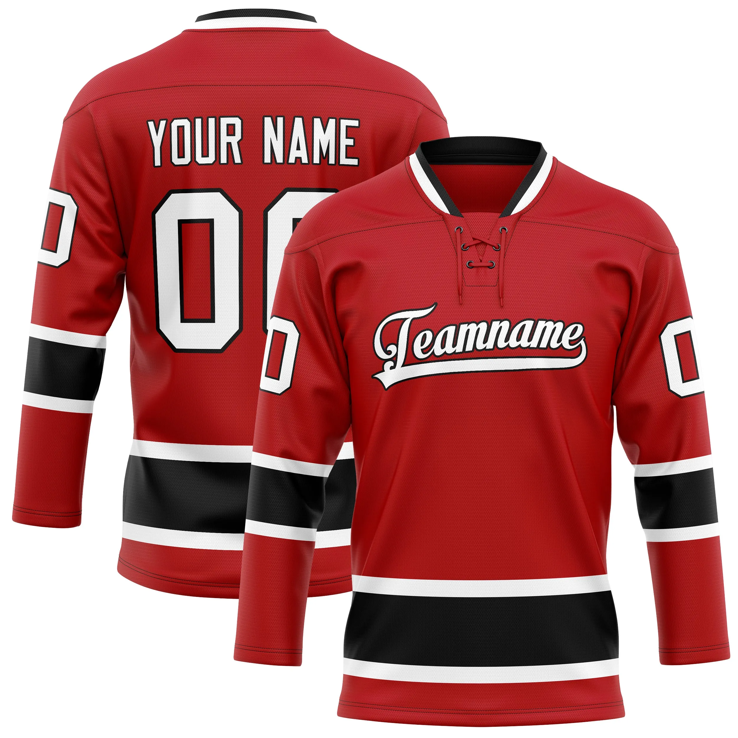 Custom Red Black Solid Colour Hockey Jersey sold by Tailorly