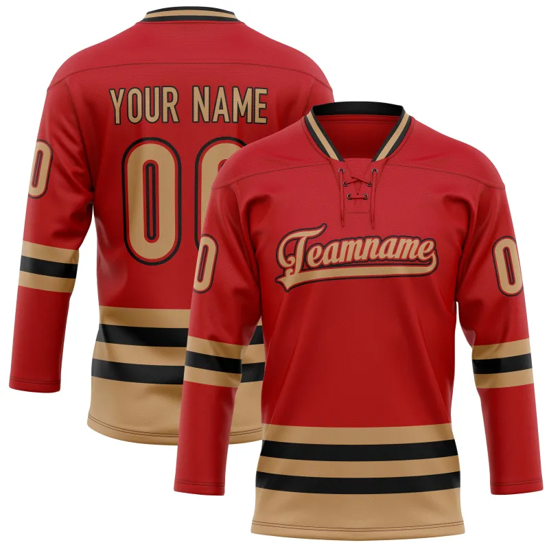 Custom Red Old Gold Solid Colour Hockey Jersey sold by Tailorly