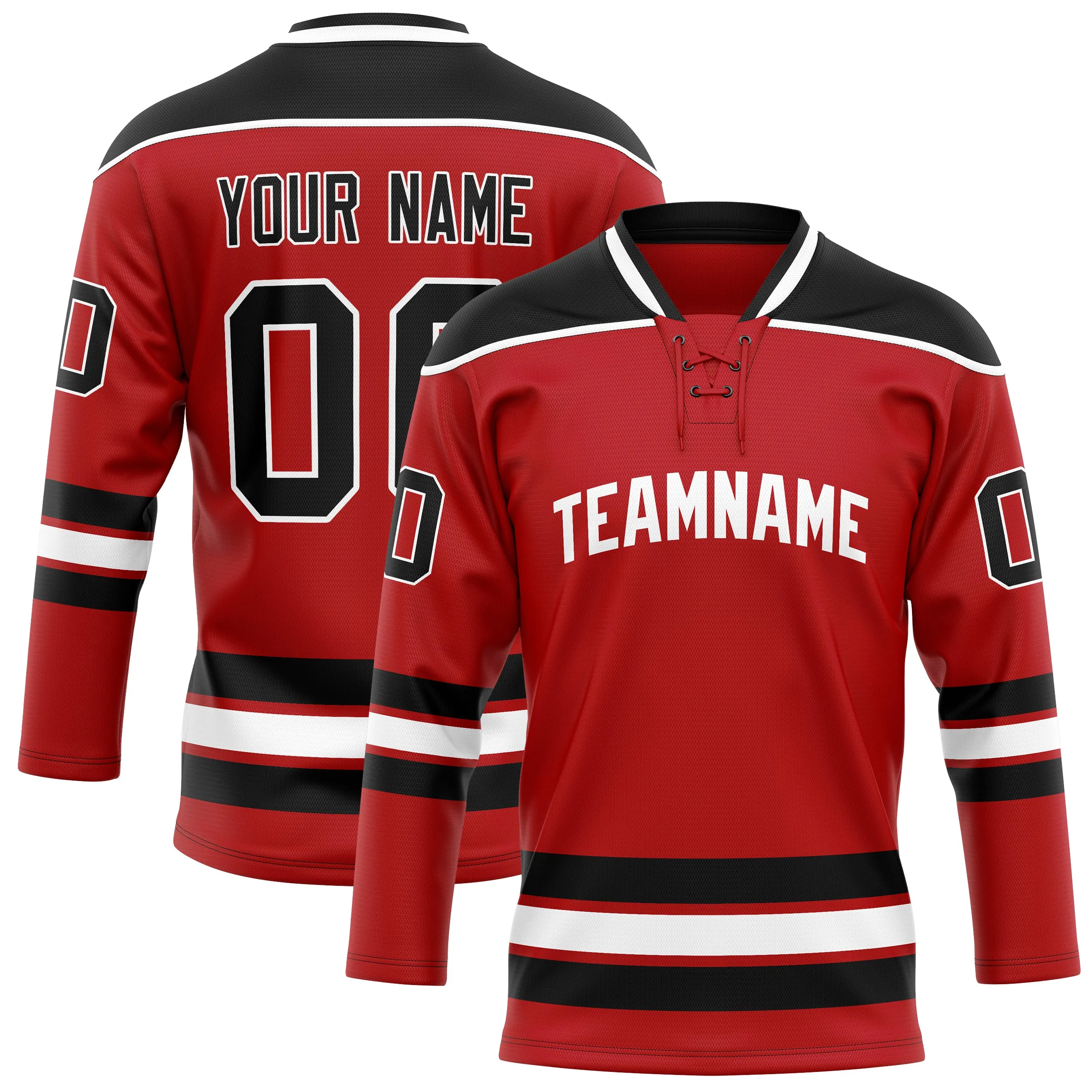 Custom Red Black Solid Colour Hockey Jersey sold by Tailorly