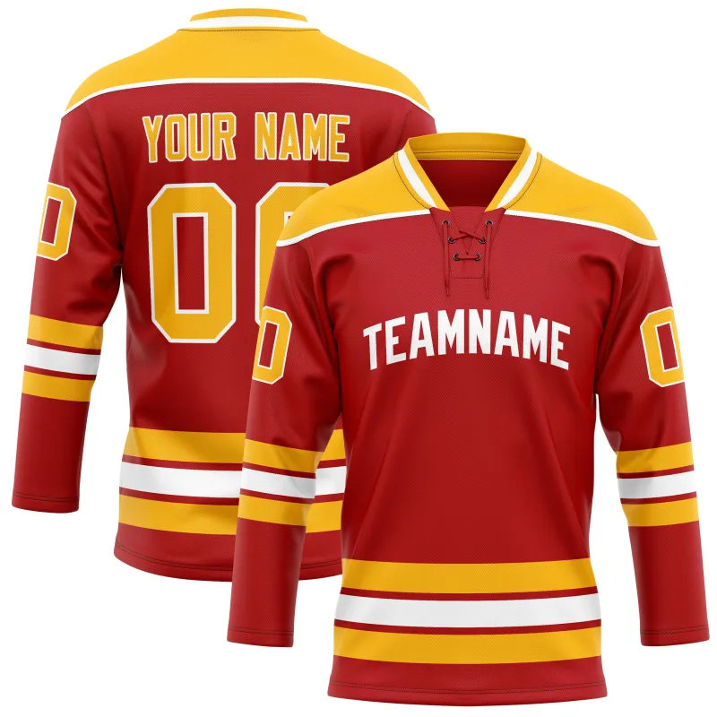 Custom Red Gold Solid Colour Hockey Jersey sold by Tailorly