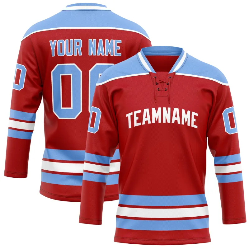 Custom Red Light Blue Solid Colour Hockey Jersey sold by Tailorly