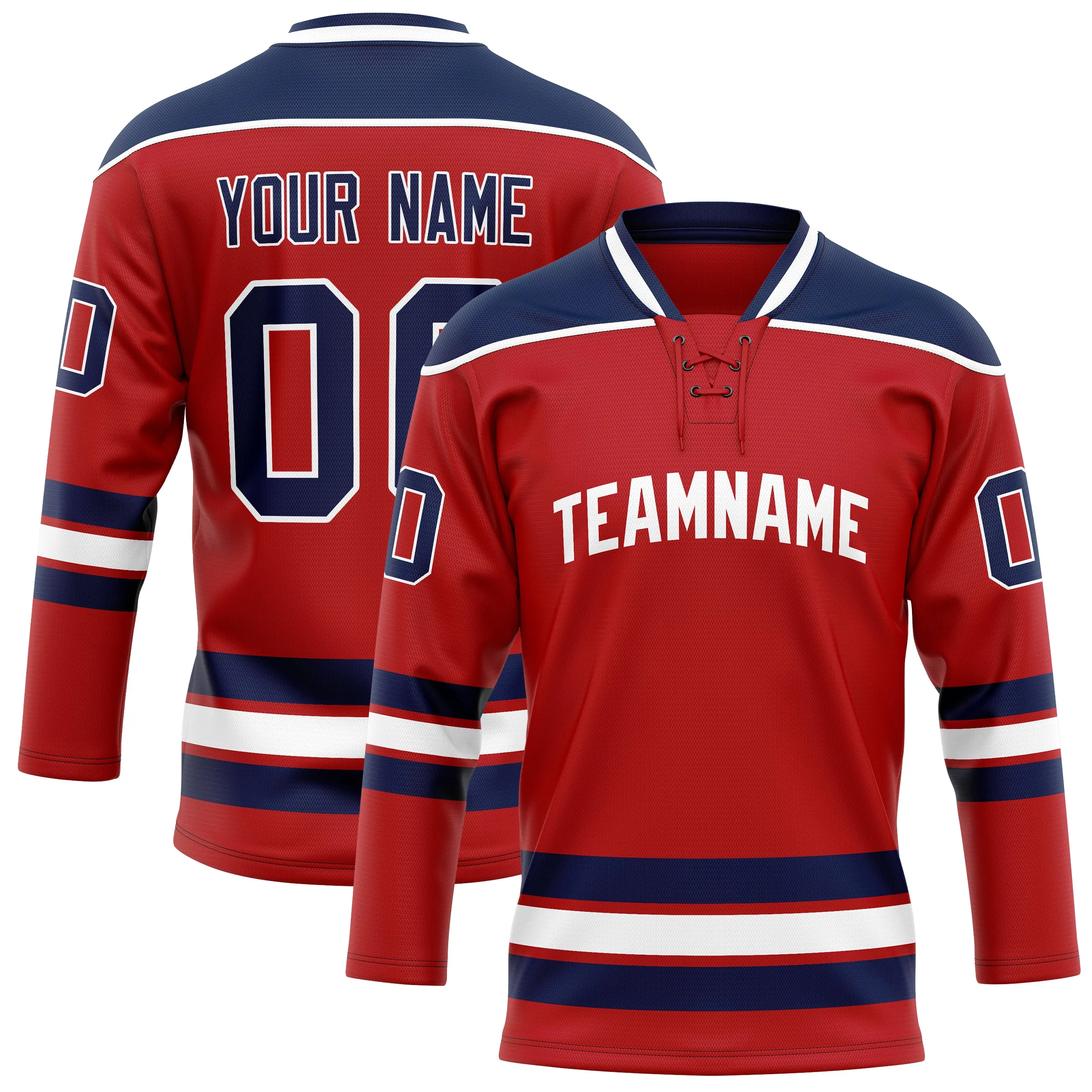 Custom Red Navy Solid Colour Hockey Jersey sold by Tailorly