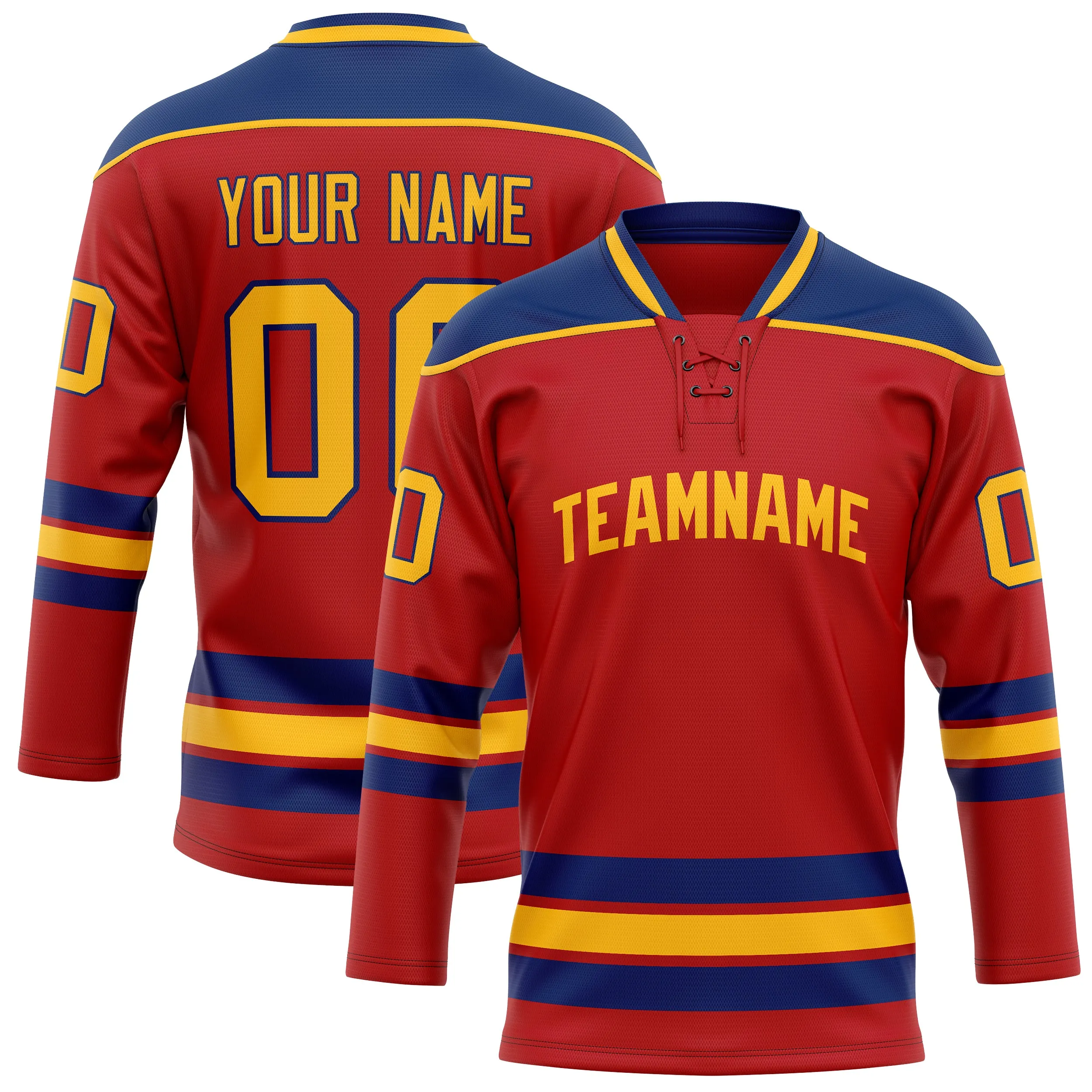 Custom Red Gold Solid Colour Hockey Jersey sold by Tailorly