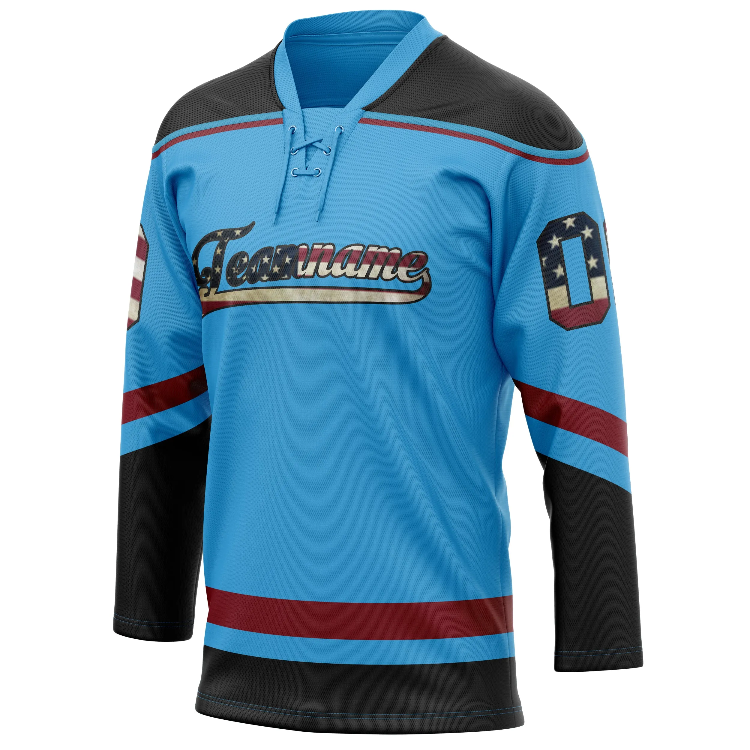 Custom Sky Blue Black Solid Colour Hockey Jersey sold by Tailorly product image thumbnail 3