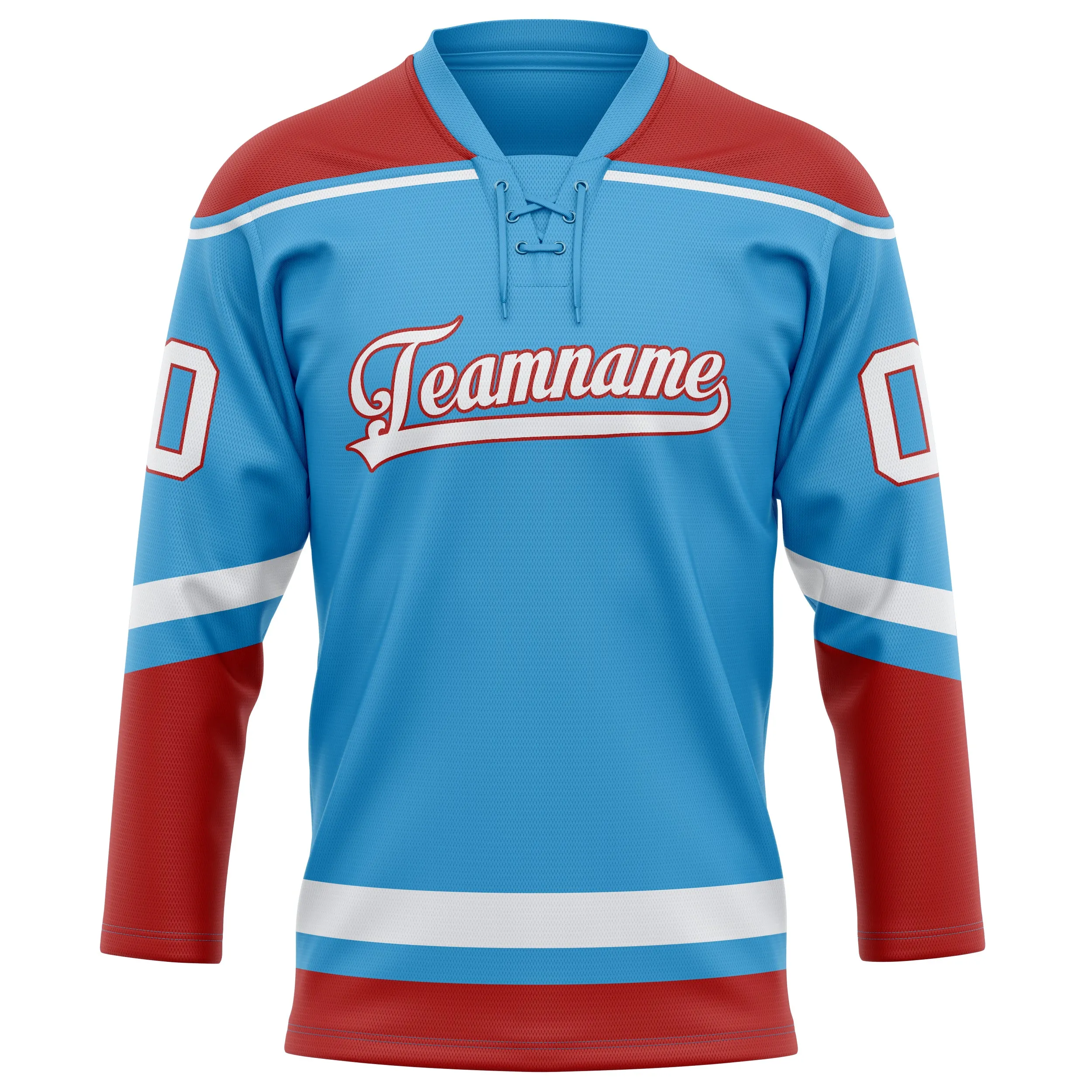 Custom Sky Blue Red Solid Colour Hockey Jersey sold by Tailorly product image thumbnail 2