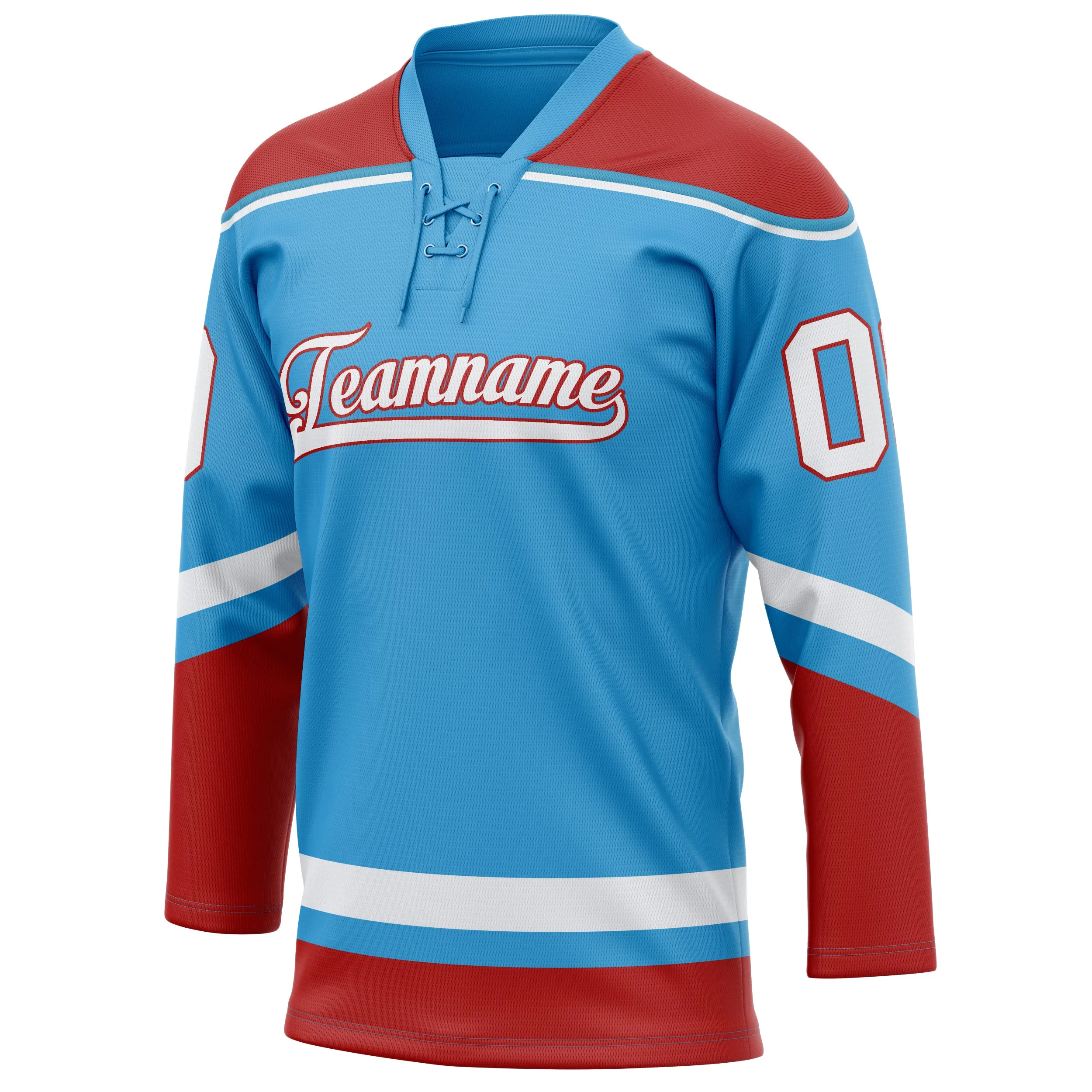 Custom Sky Blue Red Solid Colour Hockey Jersey sold by Tailorly product image thumbnail 3