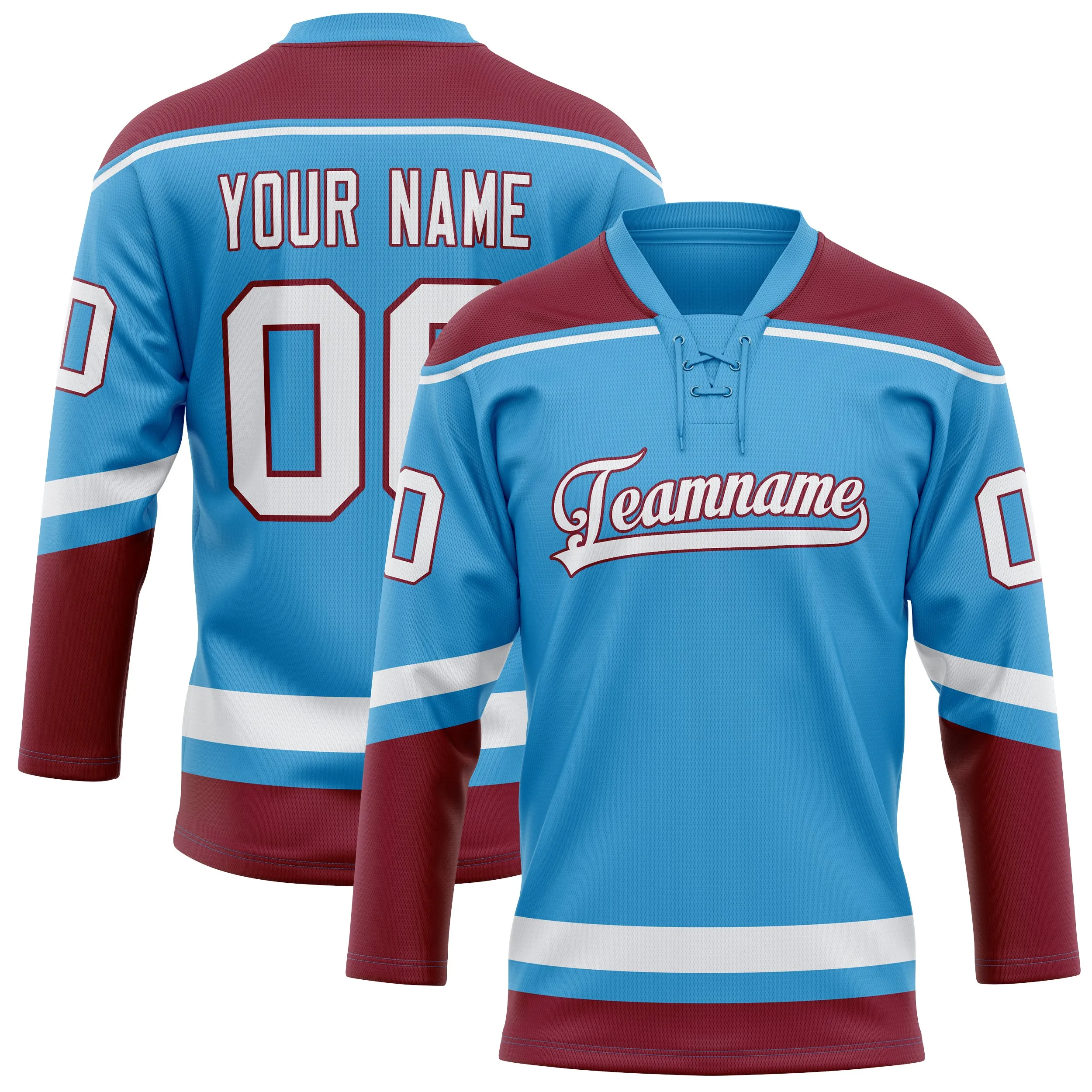 Custom Sky Blue Maroon Solid Colour Hockey Jersey sold by Tailorly