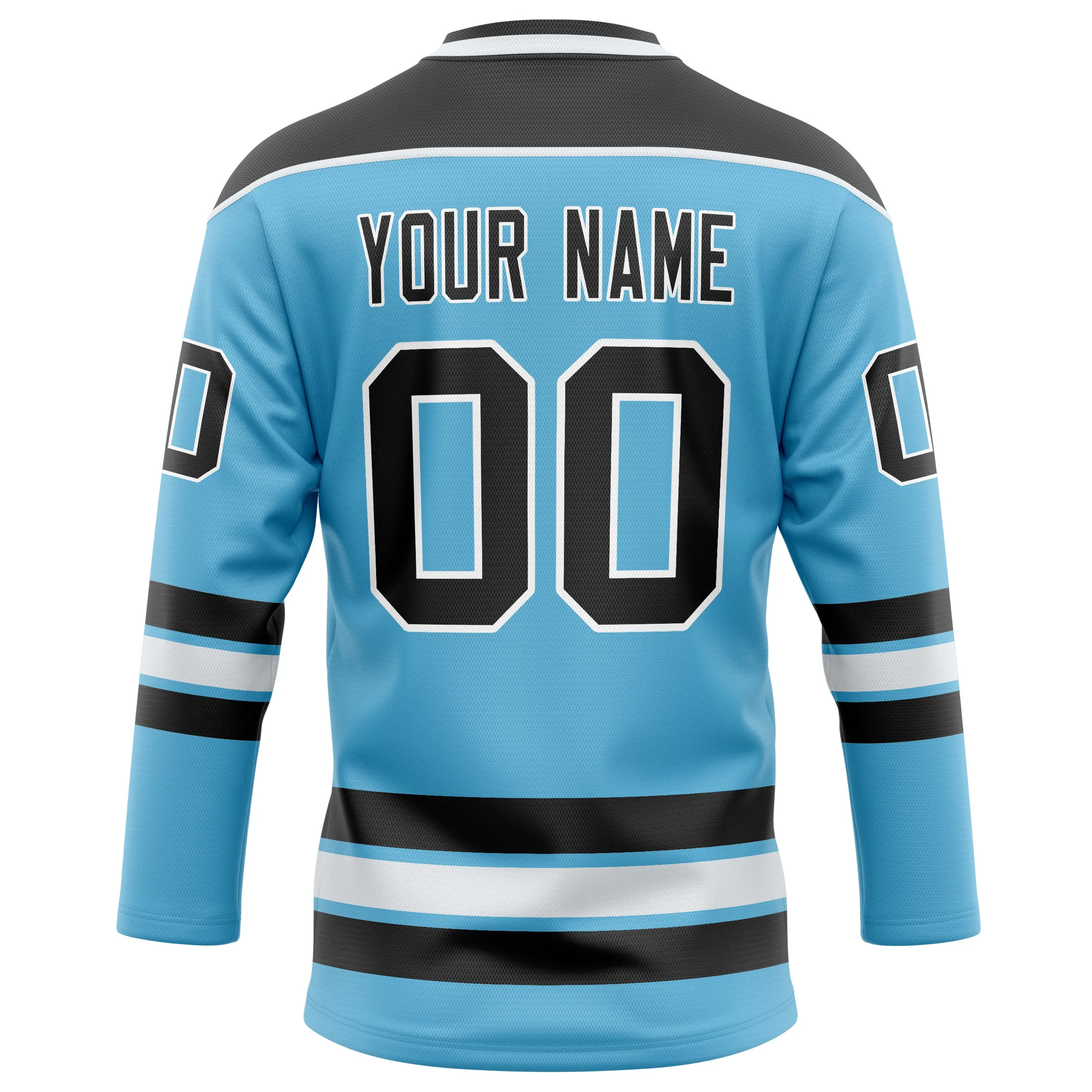 Custom Sky Blue Black Solid Colour Hockey Jersey sold by Tailorly product image thumbnail 4