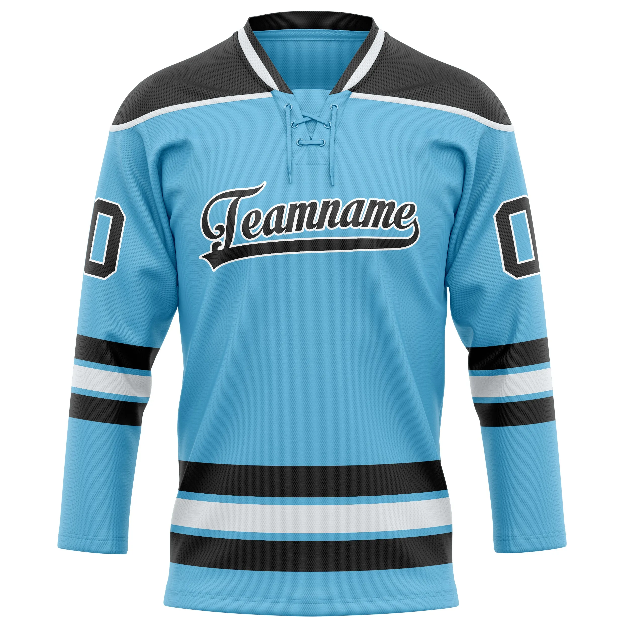 Custom Sky Blue Black Solid Colour Hockey Jersey sold by Tailorly product image thumbnail 2