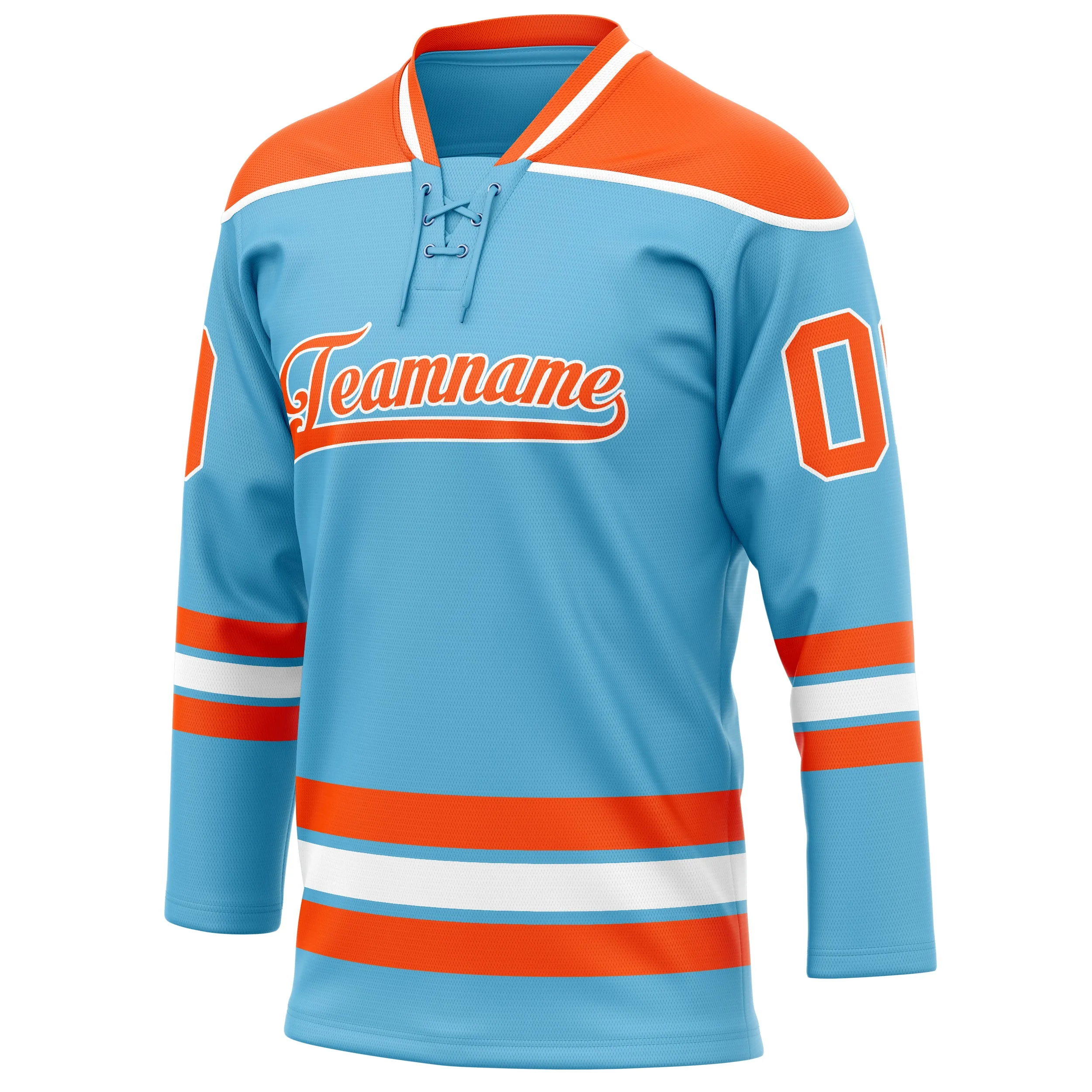 Custom Sky Blue Orange Solid Colour Hockey Jersey sold by Tailorly product image thumbnail 3
