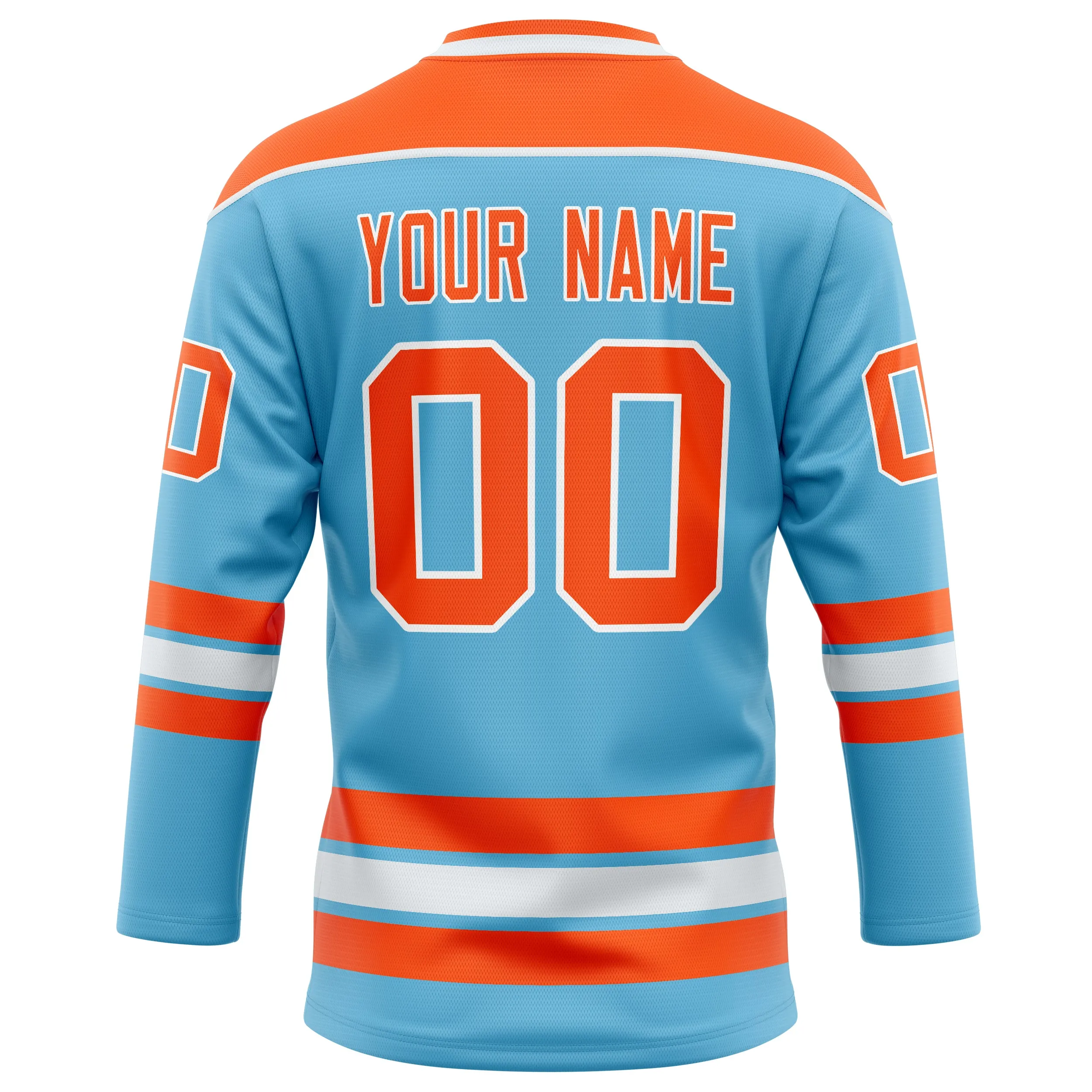 Custom Sky Blue Orange Solid Colour Hockey Jersey sold by Tailorly product image thumbnail 4