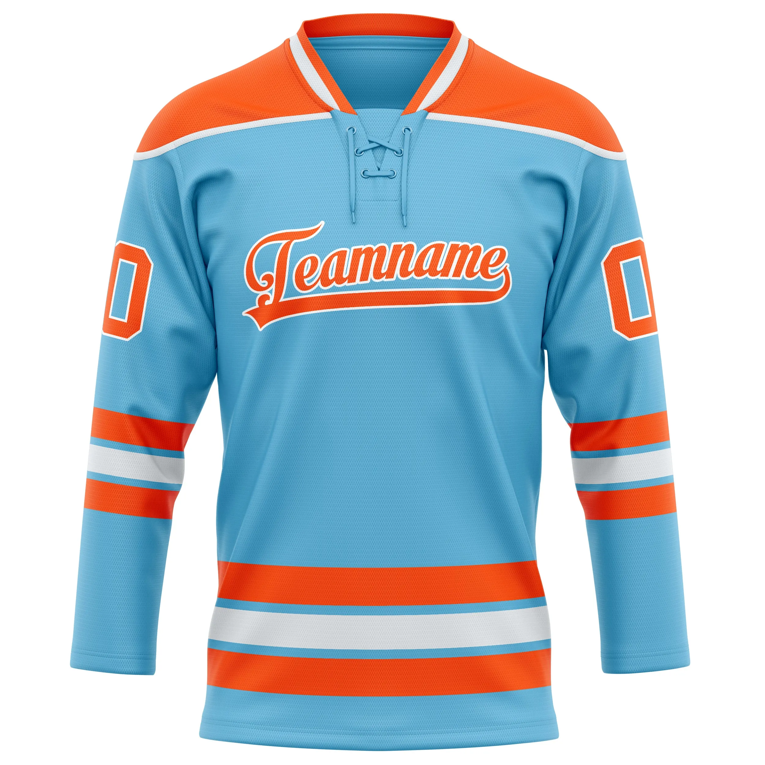 Custom Sky Blue Orange Solid Colour Hockey Jersey sold by Tailorly product image thumbnail 2