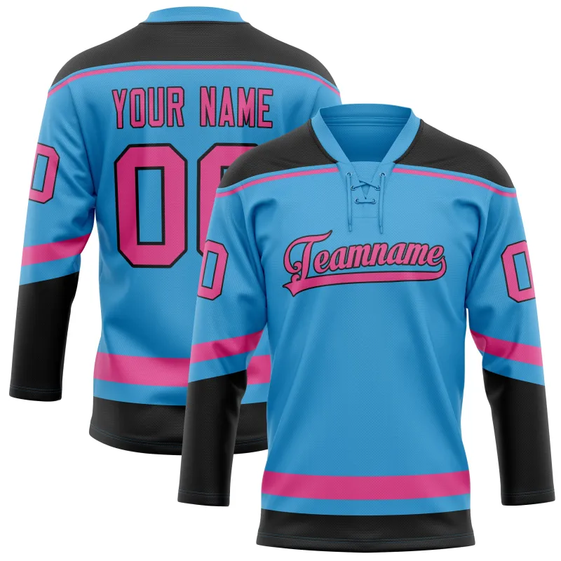 Custom Sky Blue Pink Solid Colour Hockey Jersey sold by Tailorly