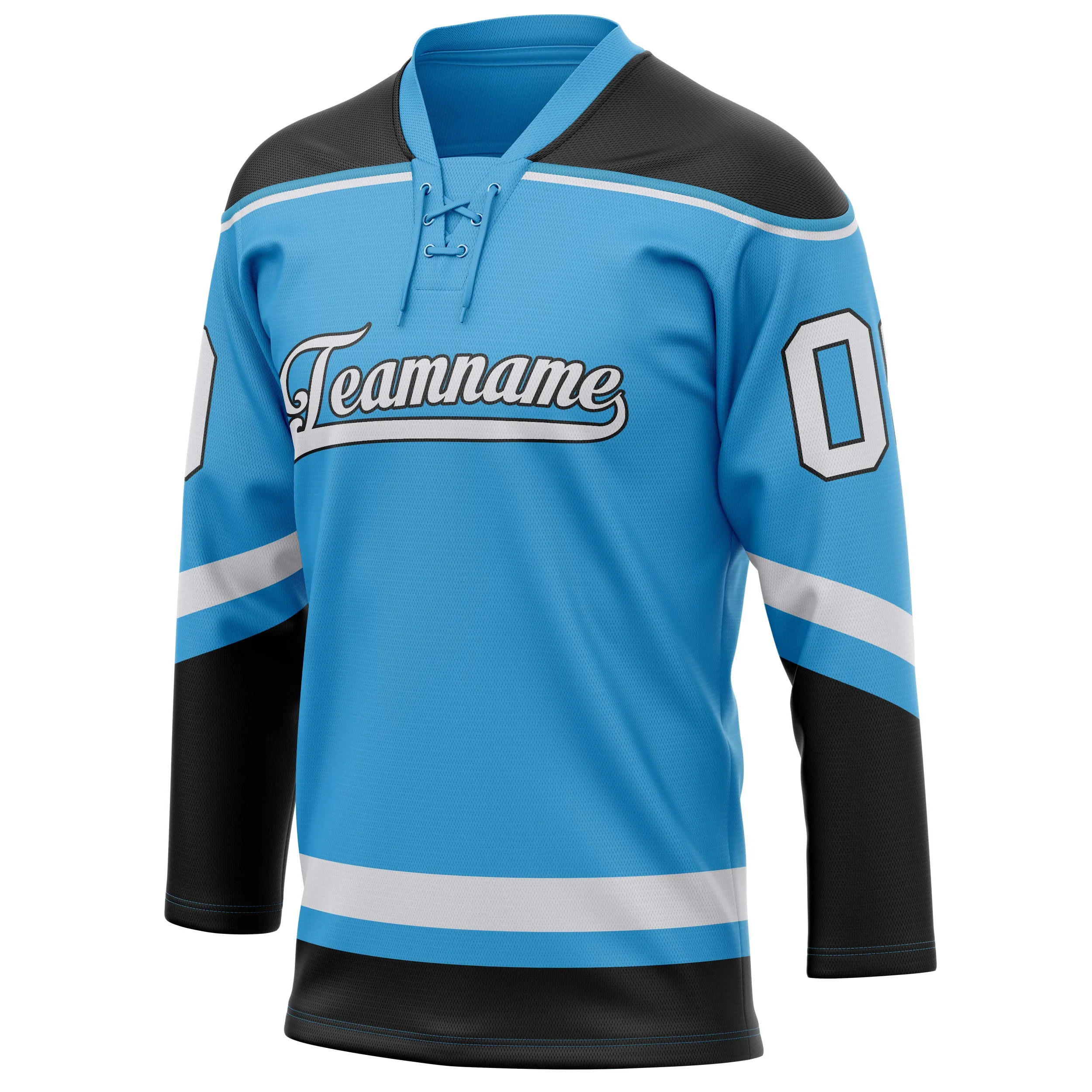 Custom Sky Blue Black Solid Colour Hockey Jersey sold by Tailorly product image thumbnail 3