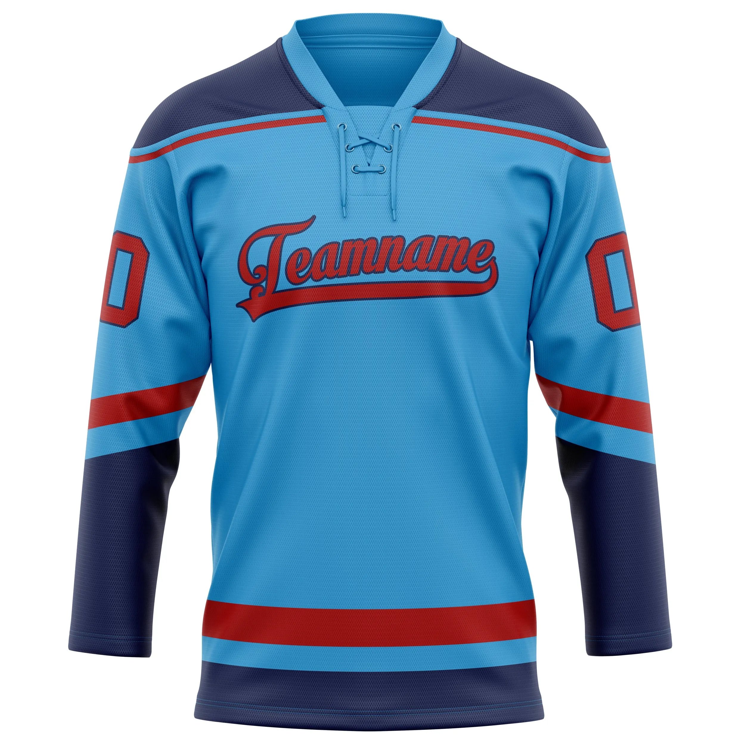 Custom Sky Blue Red Solid Colour Hockey Jersey sold by Tailorly product image thumbnail 2