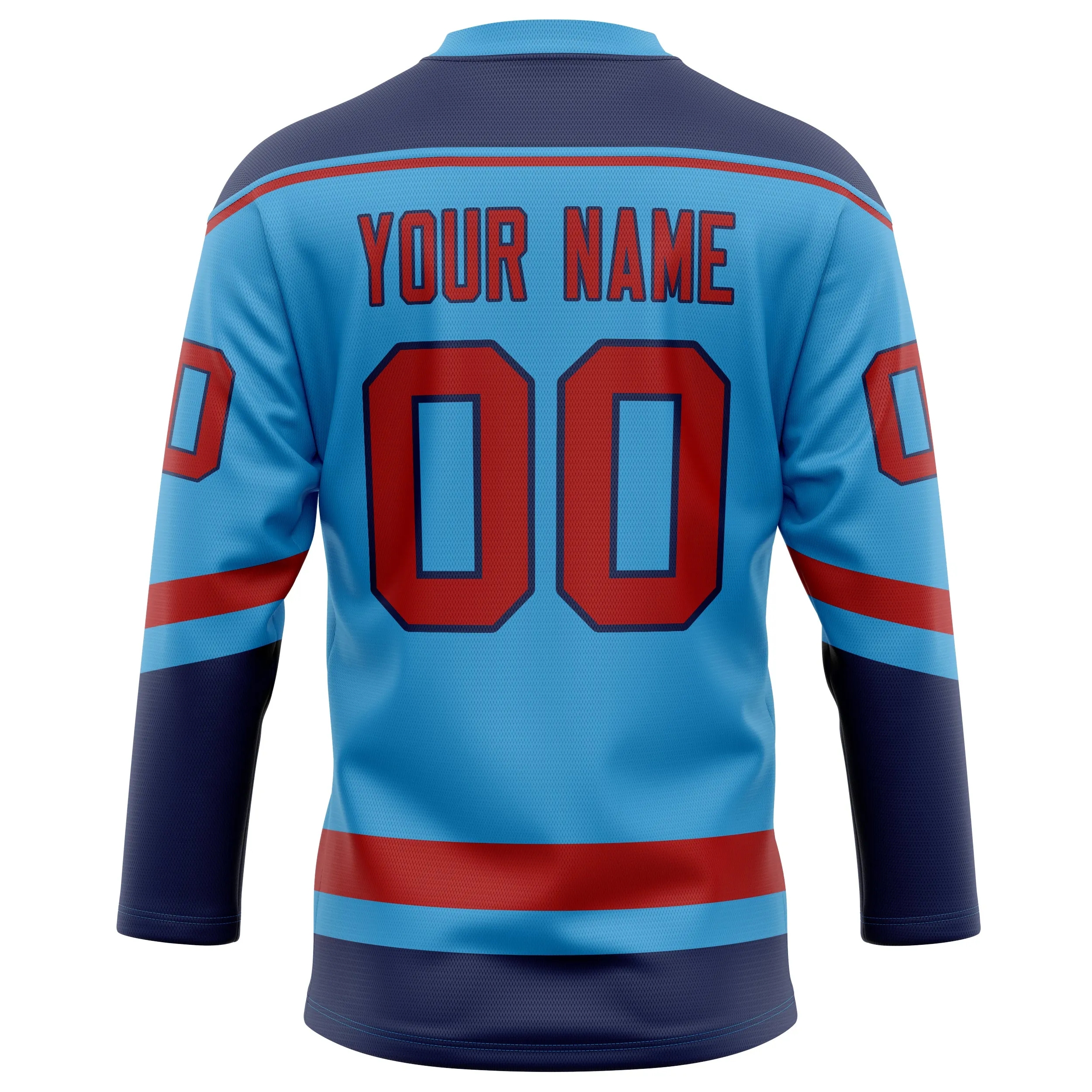 Custom Sky Blue Red Solid Colour Hockey Jersey sold by Tailorly product image thumbnail 4