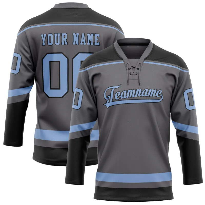 Custom Steel Gray Light Blue Solid Colour Hockey Jersey sold by Tailorly