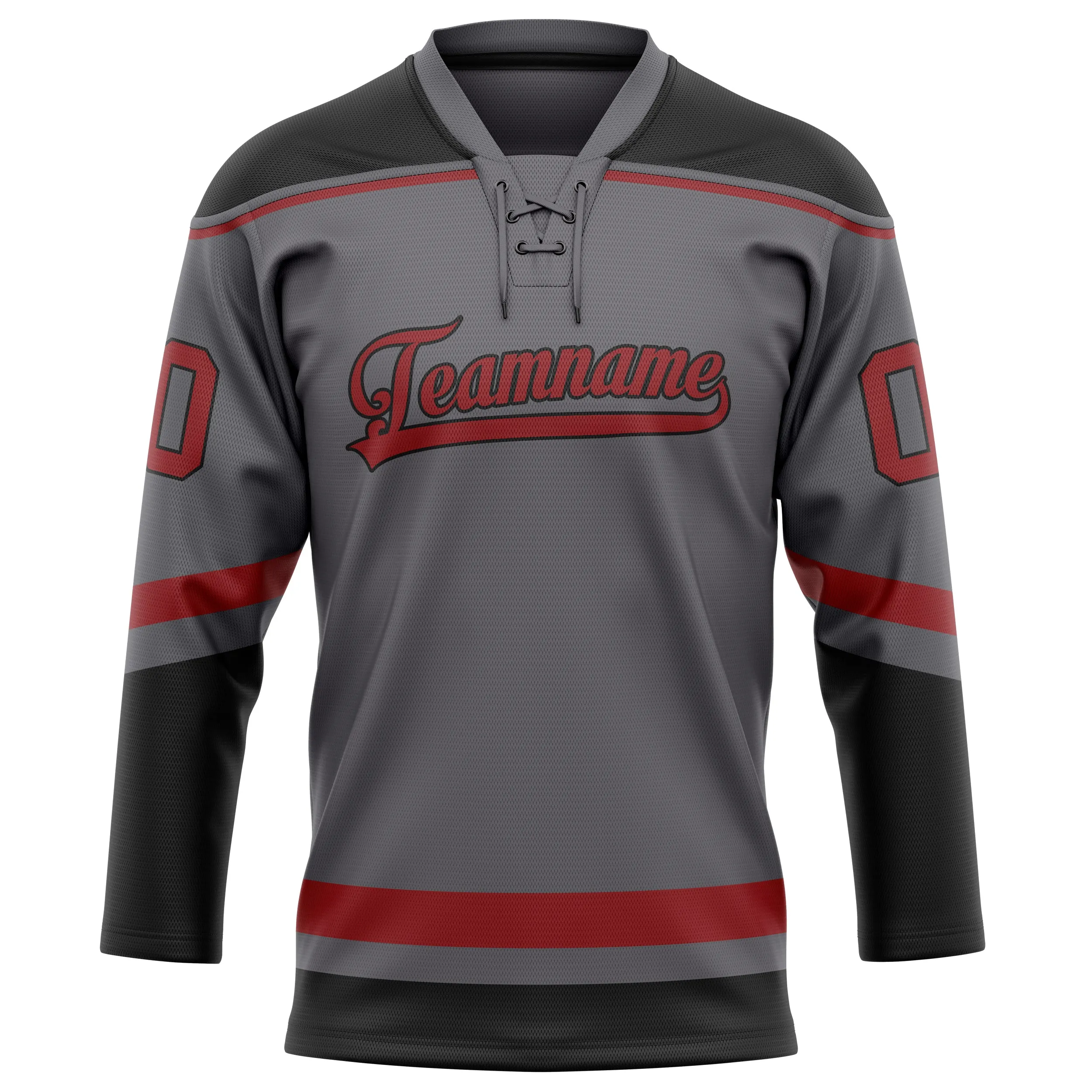 Custom Steel Gray Red Solid Colour Hockey Jersey sold by Tailorly product image thumbnail 2