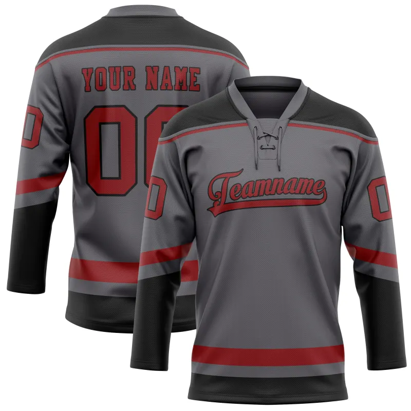 Custom Steel Gray Red Solid Colour Hockey Jersey sold by Tailorly