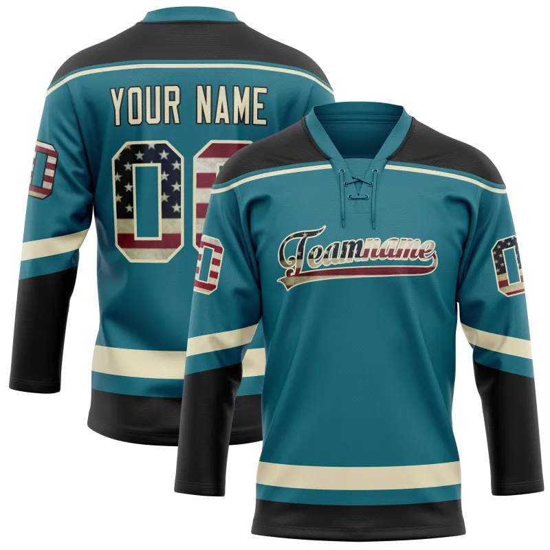 Custom Teal Black Solid Colour Hockey Jersey sold by Tailorly
