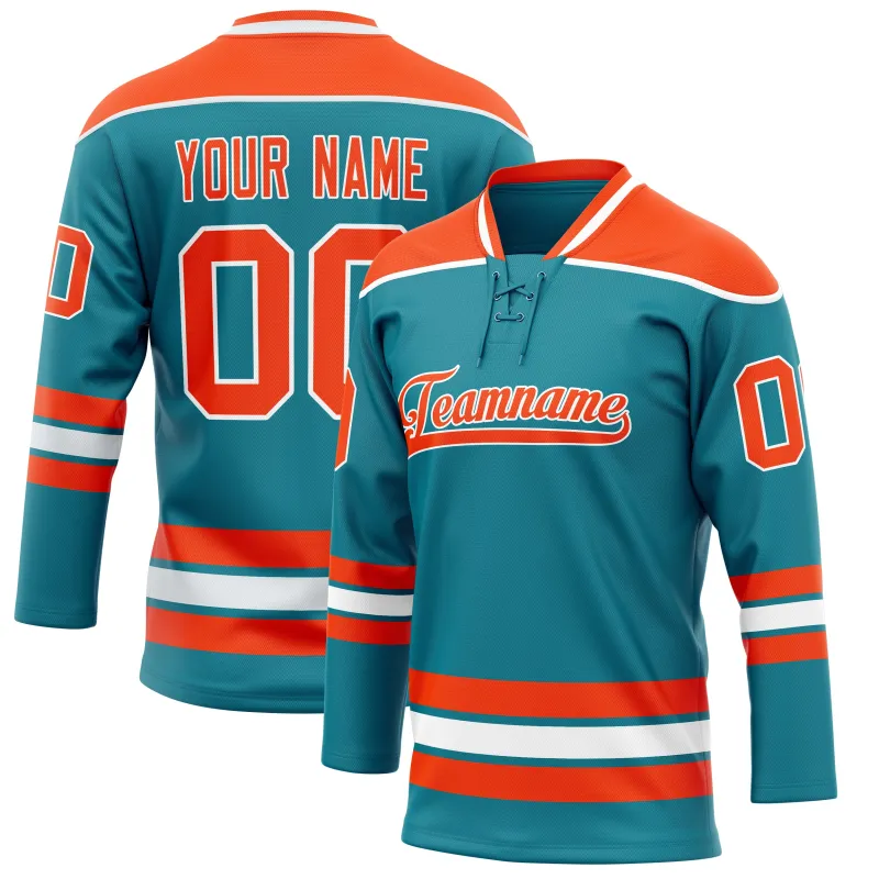 Custom Teal Orange Solid Colour Hockey Jersey sold by Tailorly