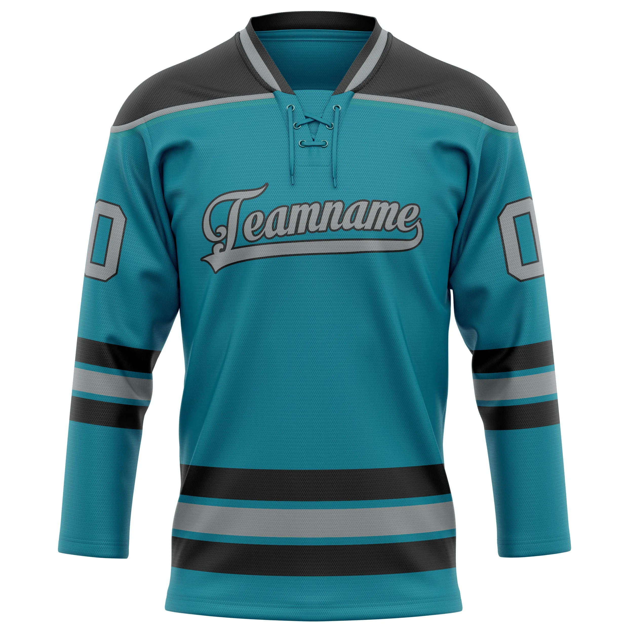 Custom Teal Gray Solid Colour Hockey Jersey sold by Tailorly product image thumbnail 2