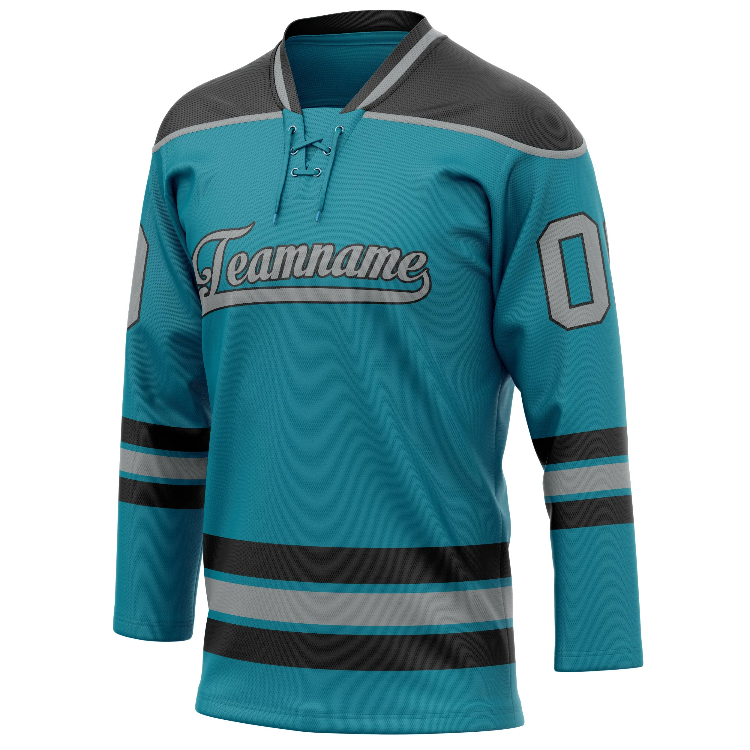 Custom Teal Gray Solid Colour Hockey Jersey sold by Tailorly product image thumbnail 3