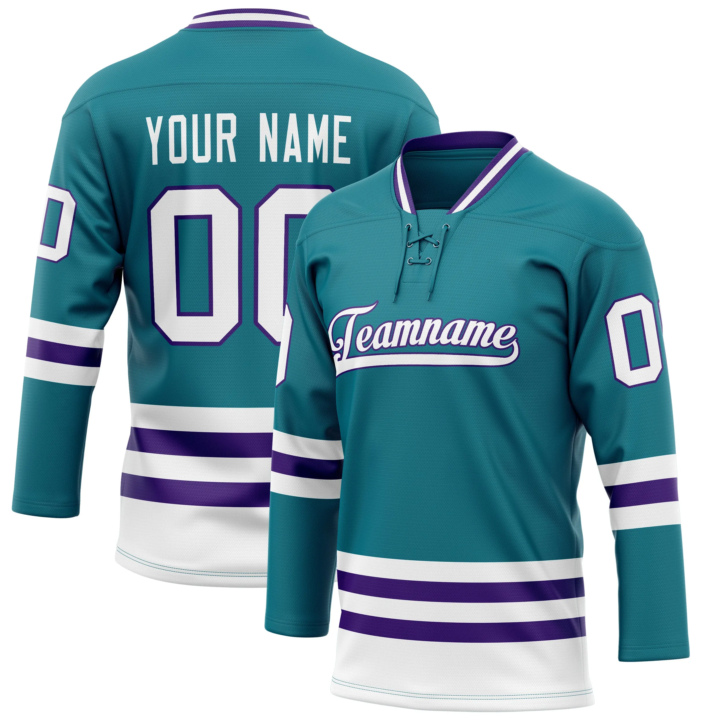 Custom Teal Purple Solid Colour Hockey Jersey sold by Tailorly