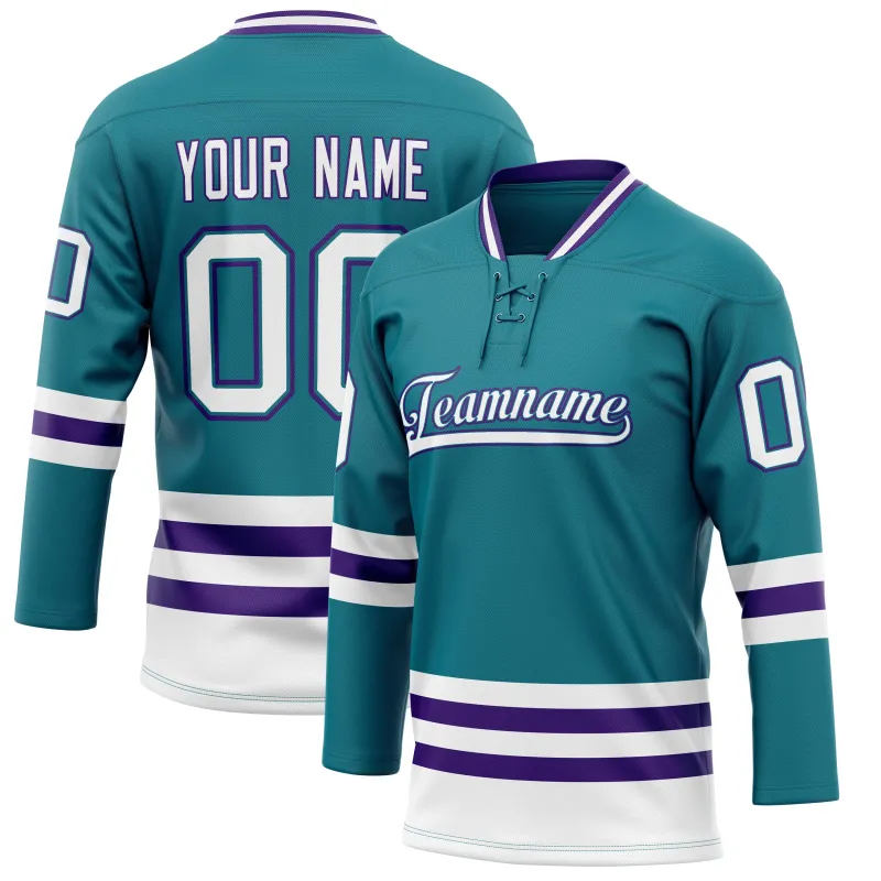 Custom Teal Purple Solid Colour Hockey Jersey sold by Tailorly