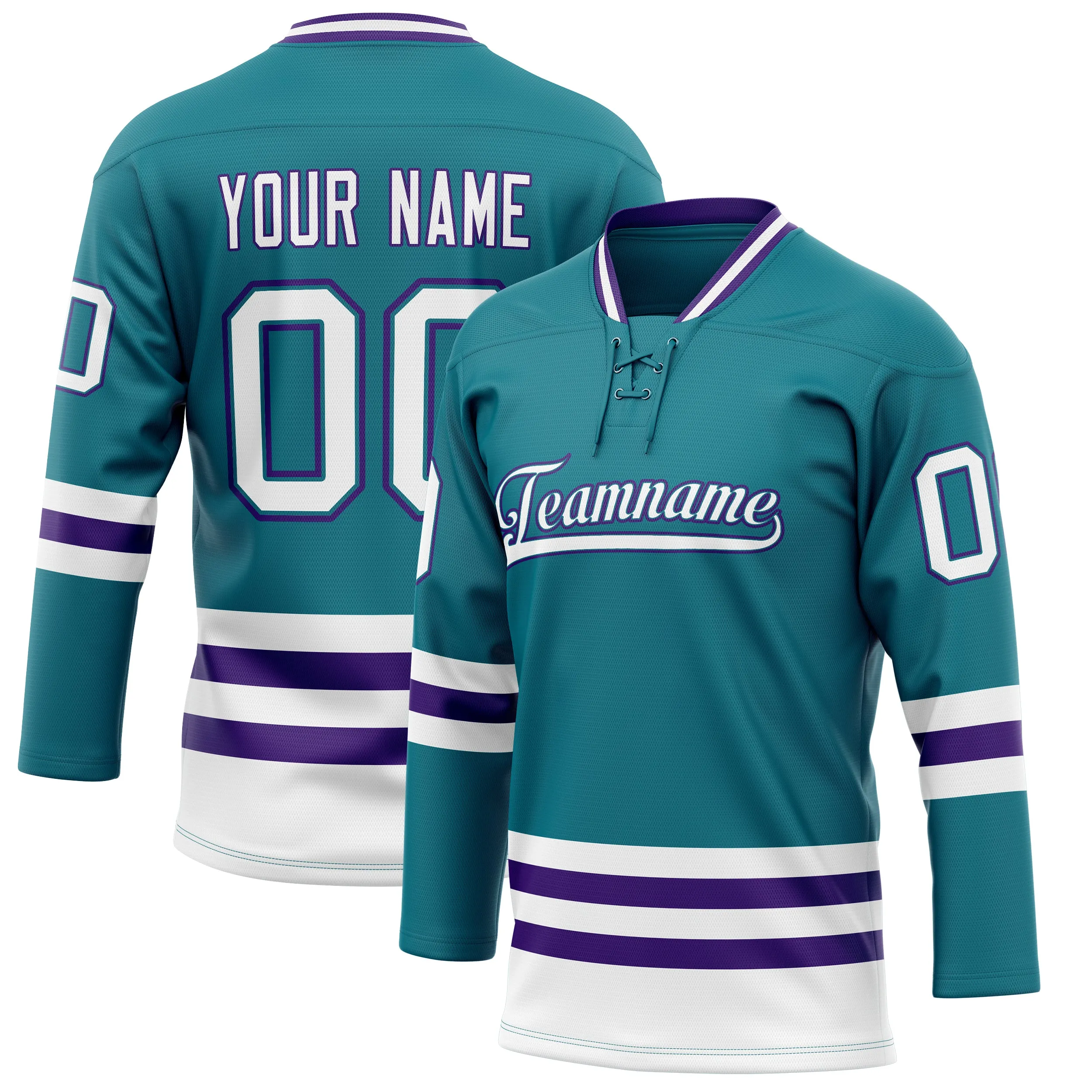 Custom Teal Purple Solid Colour Hockey Jersey sold by Tailorly