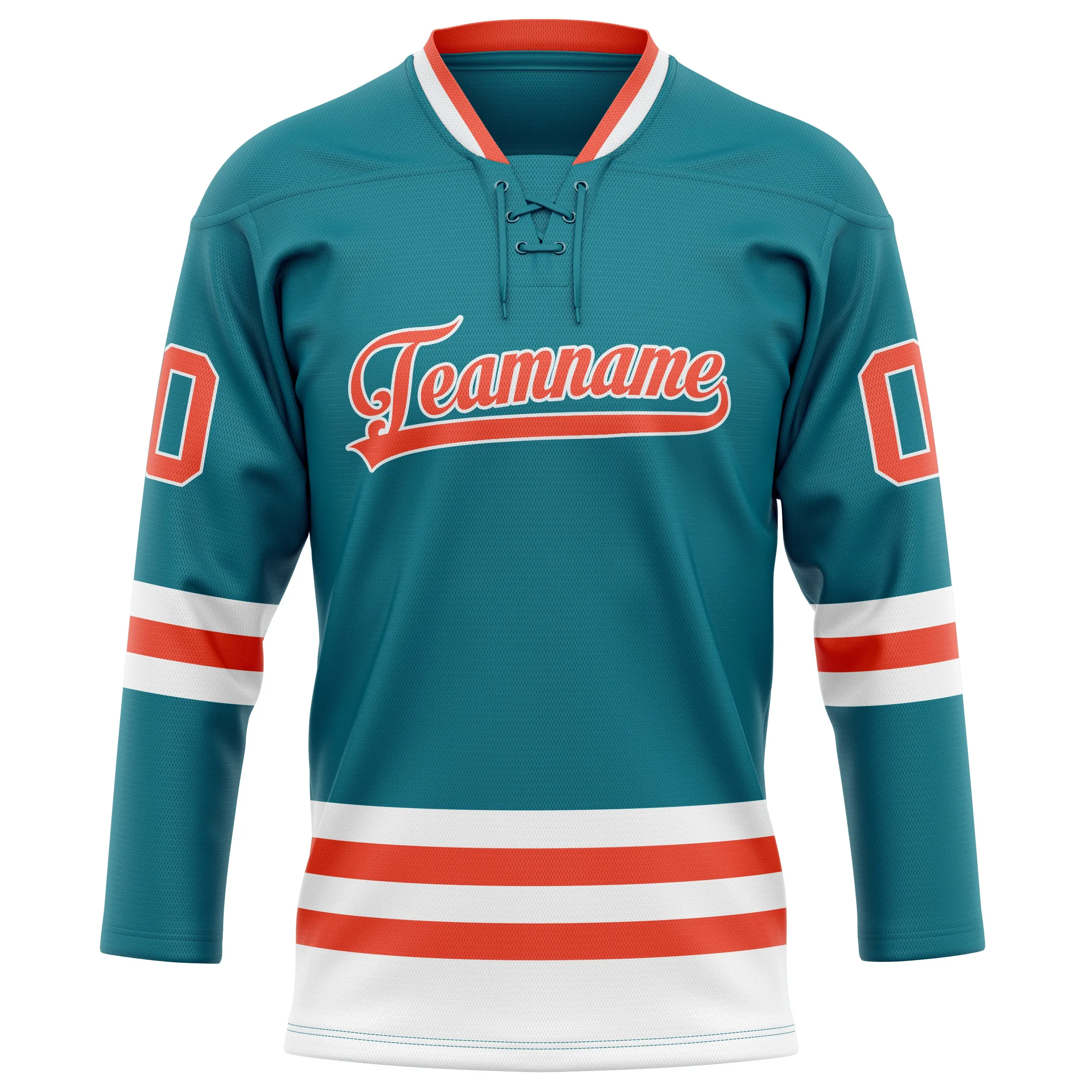 Custom Teal Orange Solid Colour Hockey Jersey sold by Tailorly product image thumbnail 2