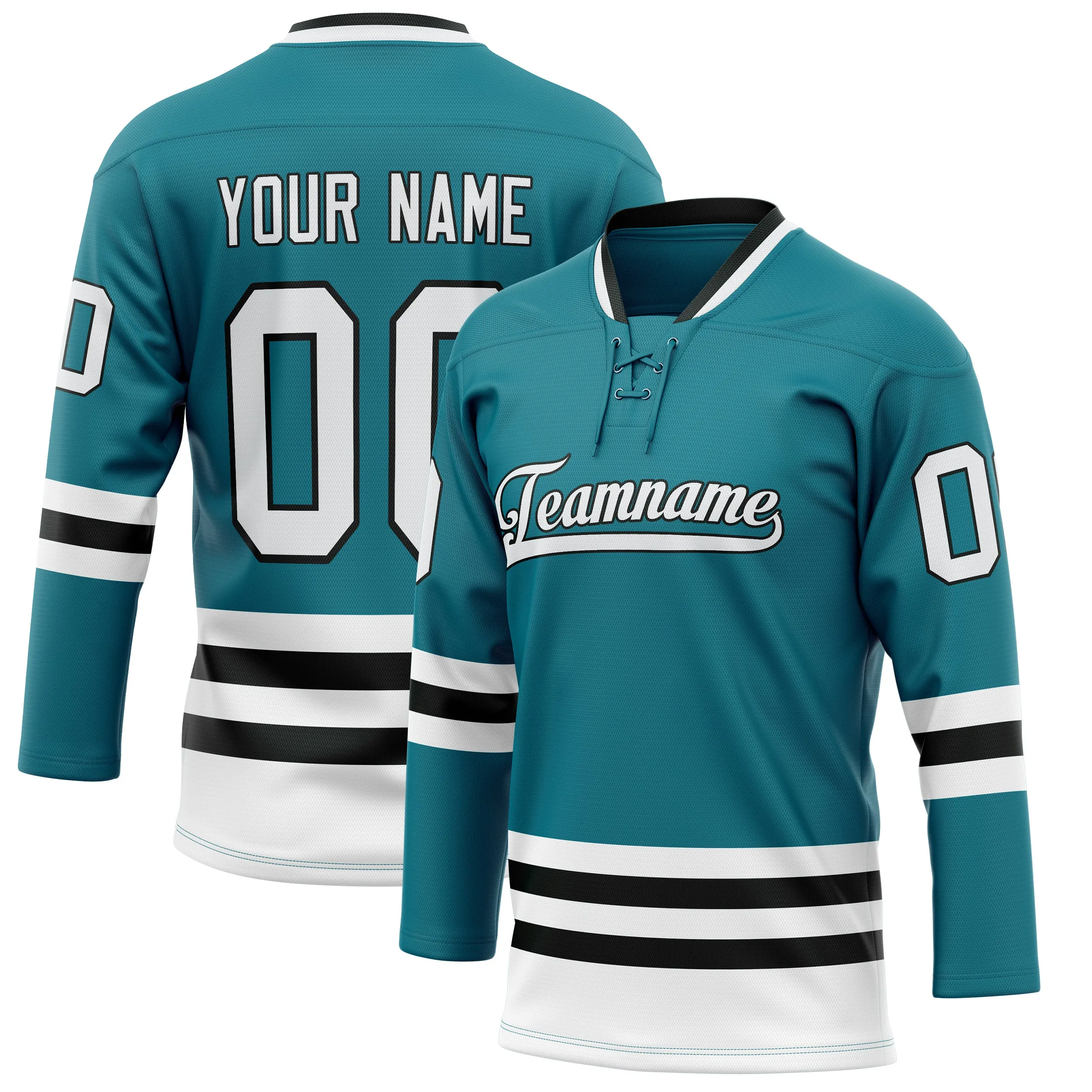 Custom Teal White Solid Colour Hockey Jersey sold by Tailorly