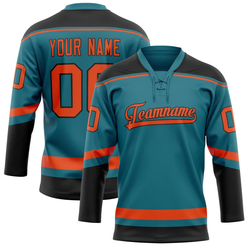 Custom Teal Orange Solid Colour Hockey Jersey sold by Tailorly