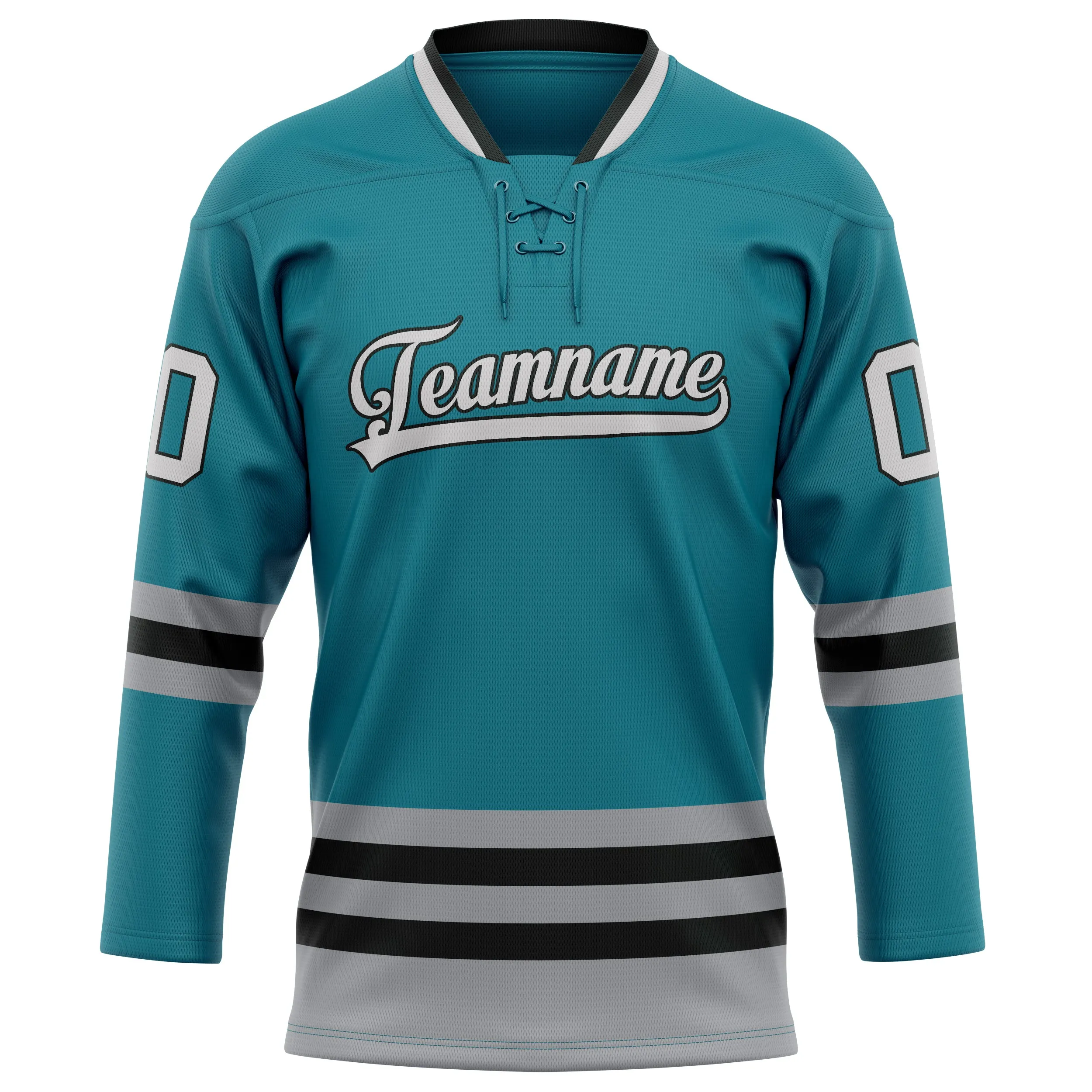 Custom Teal Gray Solid Colour Hockey Jersey sold by Tailorly product image thumbnail 2
