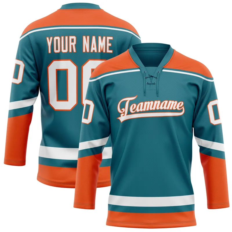 Custom Teal Orange Solid Colour Hockey Jersey sold by Tailorly